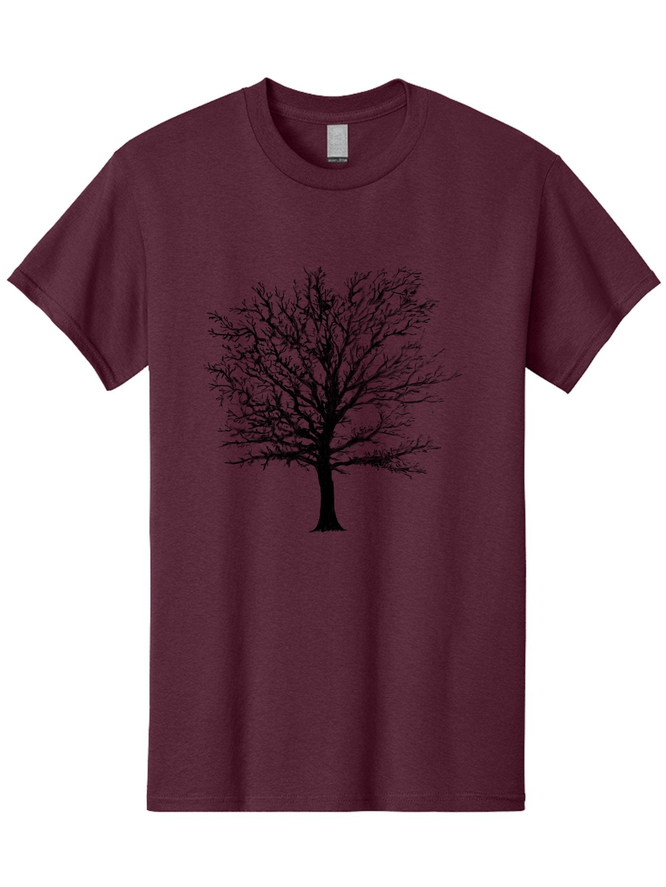 Black-Tree-Silhouette Men'S Graphic Tee, 100% Cotton, Comfortable Casual Summer Wear, Machine Washable, Bare Tree Silhouette, Winter Landscape, Barren Branches, Tree Without Leaves, Minimalist Design, Monochrome Tree, Natural Simplicity Aac295 6