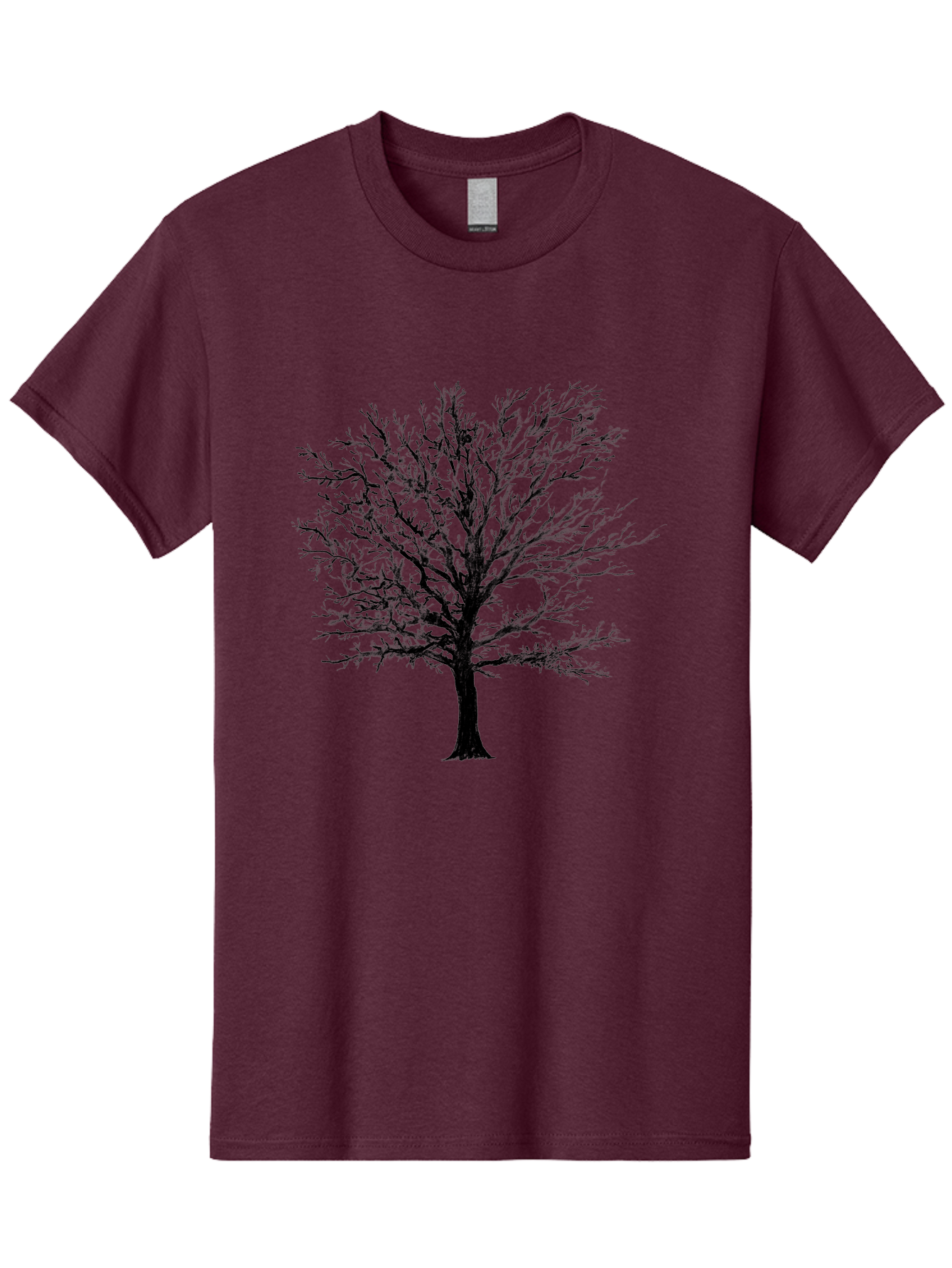 Black-Tree-Silhouette Men'S Graphic Tee, 100% Cotton, Comfortable Casual Summer Wear, Machine Washable, Bare Tree Silhouette, Winter Landscape, Barren Branches, Tree Without Leaves, Minimalist Design, Monochrome Tree, Natural Simplicity Aac295 13