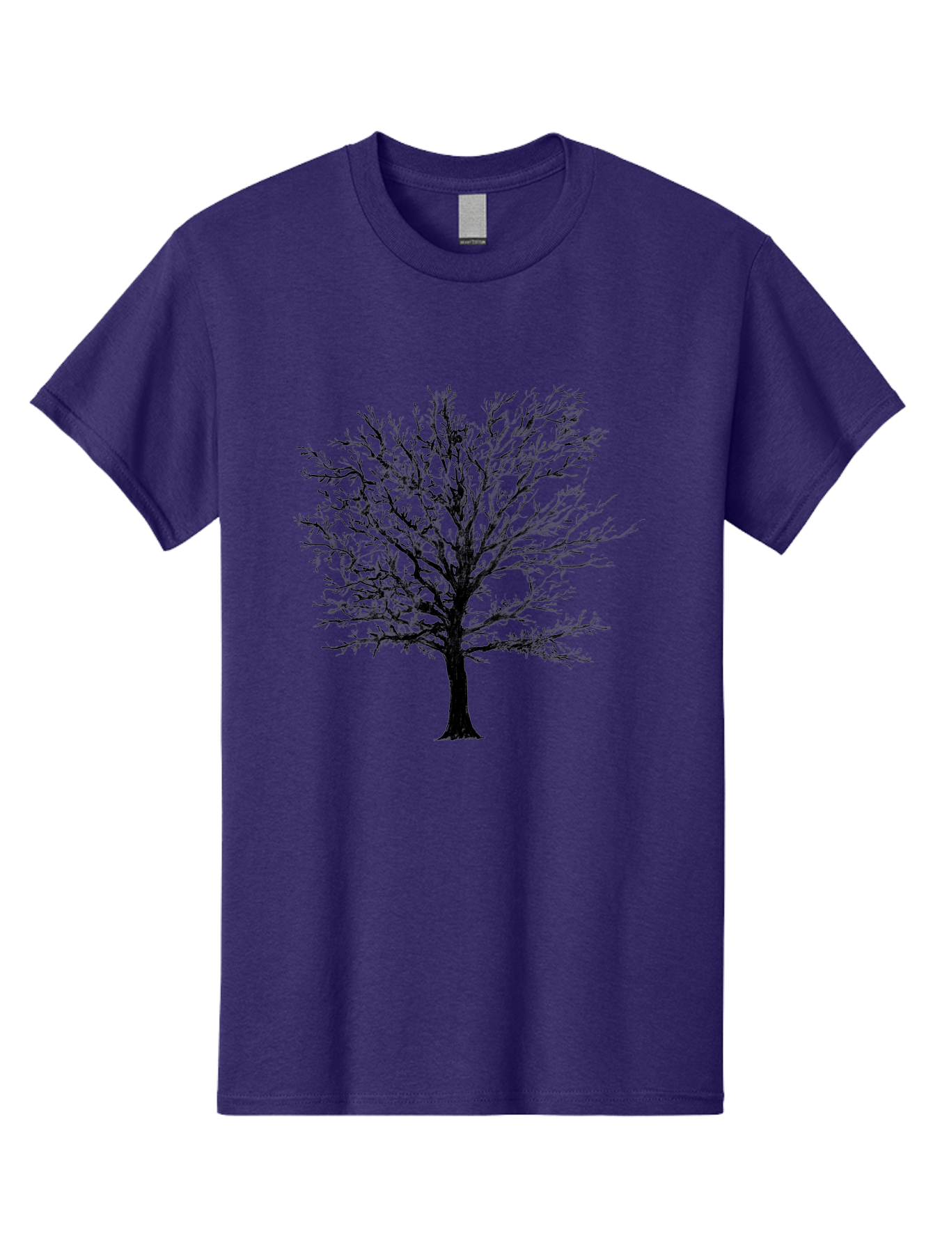 Black-Tree-Silhouette Men'S Graphic Tee, 100% Cotton, Comfortable Casual Summer Wear, Machine Washable, Bare Tree Silhouette, Winter Landscape, Barren Branches, Tree Without Leaves, Minimalist Design, Monochrome Tree, Natural Simplicity Aac295 19