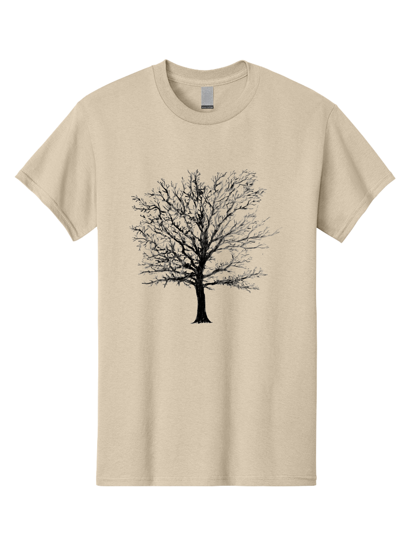 Black-Tree-Silhouette Men'S Graphic Tee, 100% Cotton, Comfortable Casual Summer Wear, Machine Washable, Bare Tree Silhouette, Winter Landscape, Barren Branches, Tree Without Leaves, Minimalist Design, Monochrome Tree, Natural Simplicity Aac295 15