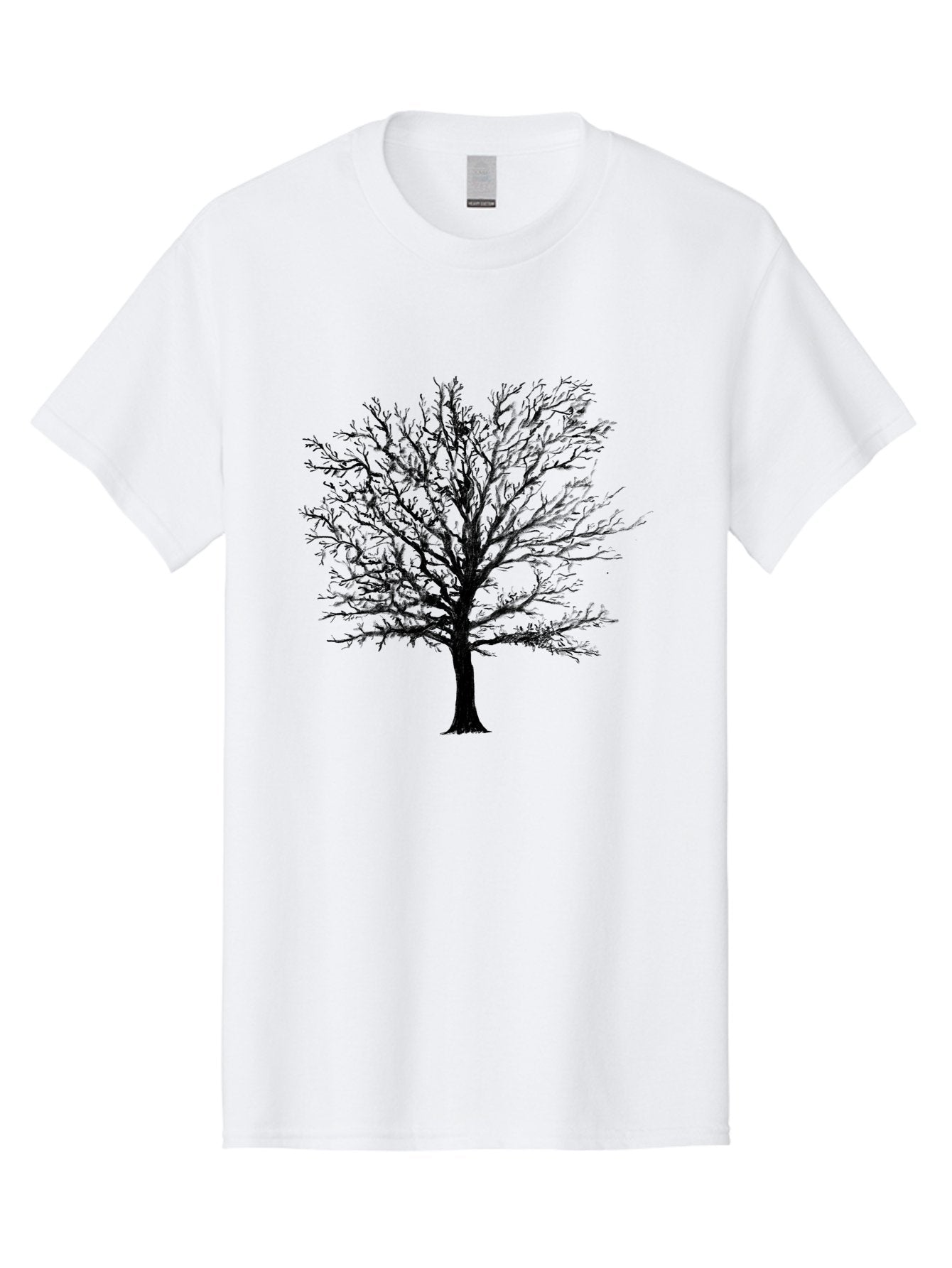 Black-Tree-Silhouette Men'S Graphic Tee, 100% Cotton, Comfortable Casual Summer Wear, Machine Washable, Bare Tree Silhouette, Winter Landscape, Barren Branches, Tree Without Leaves, Minimalist Design, Monochrome Tree, Natural Simplicity Aac295 4