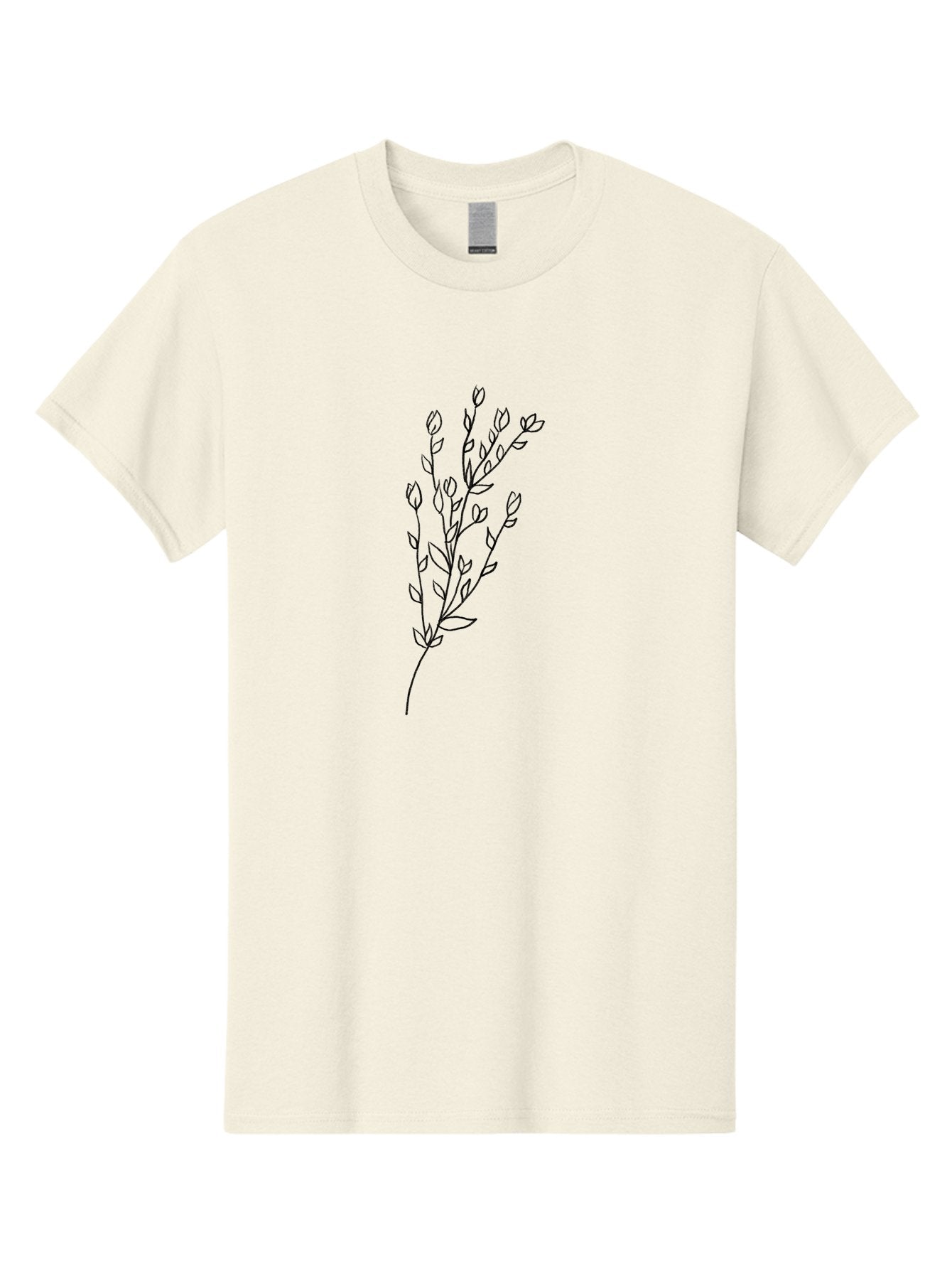 Budding-Branch Men'S Graphic Tee, 100% Cotton, Comfortable Casual Summer Wear, Machine Washable, Minimalist Flower Illustration, Simple Line Art, Botanical Design, Floral Elements, Delicate Stems, Leaves And Buds, Modern Botanical Art Aac296 8