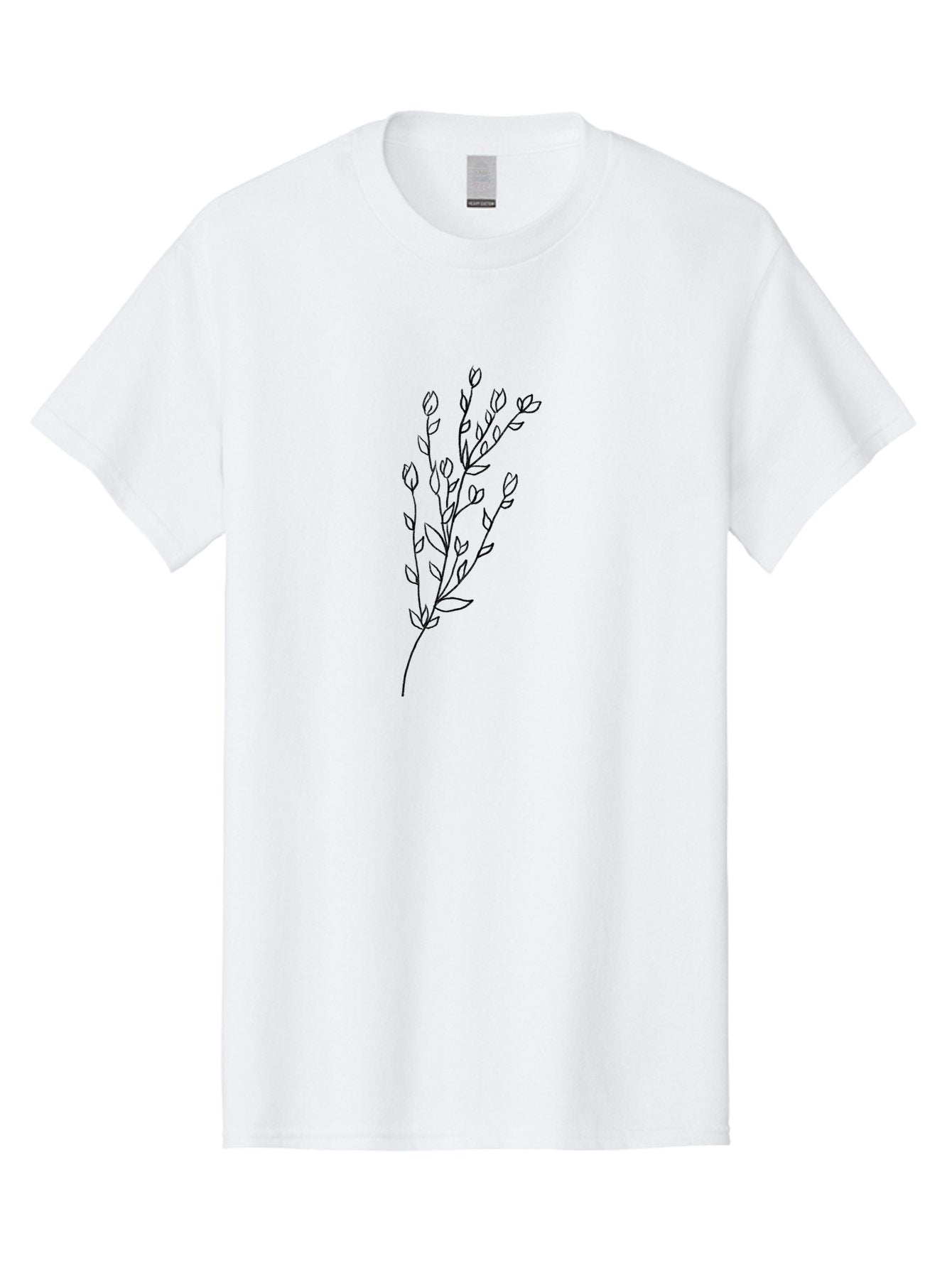 Budding-Branch Men'S Graphic Tee, 100% Cotton, Comfortable Casual Summer Wear, Machine Washable, Minimalist Flower Illustration, Simple Line Art, Botanical Design, Floral Elements, Delicate Stems, Leaves And Buds, Modern Botanical Art Aac296 6