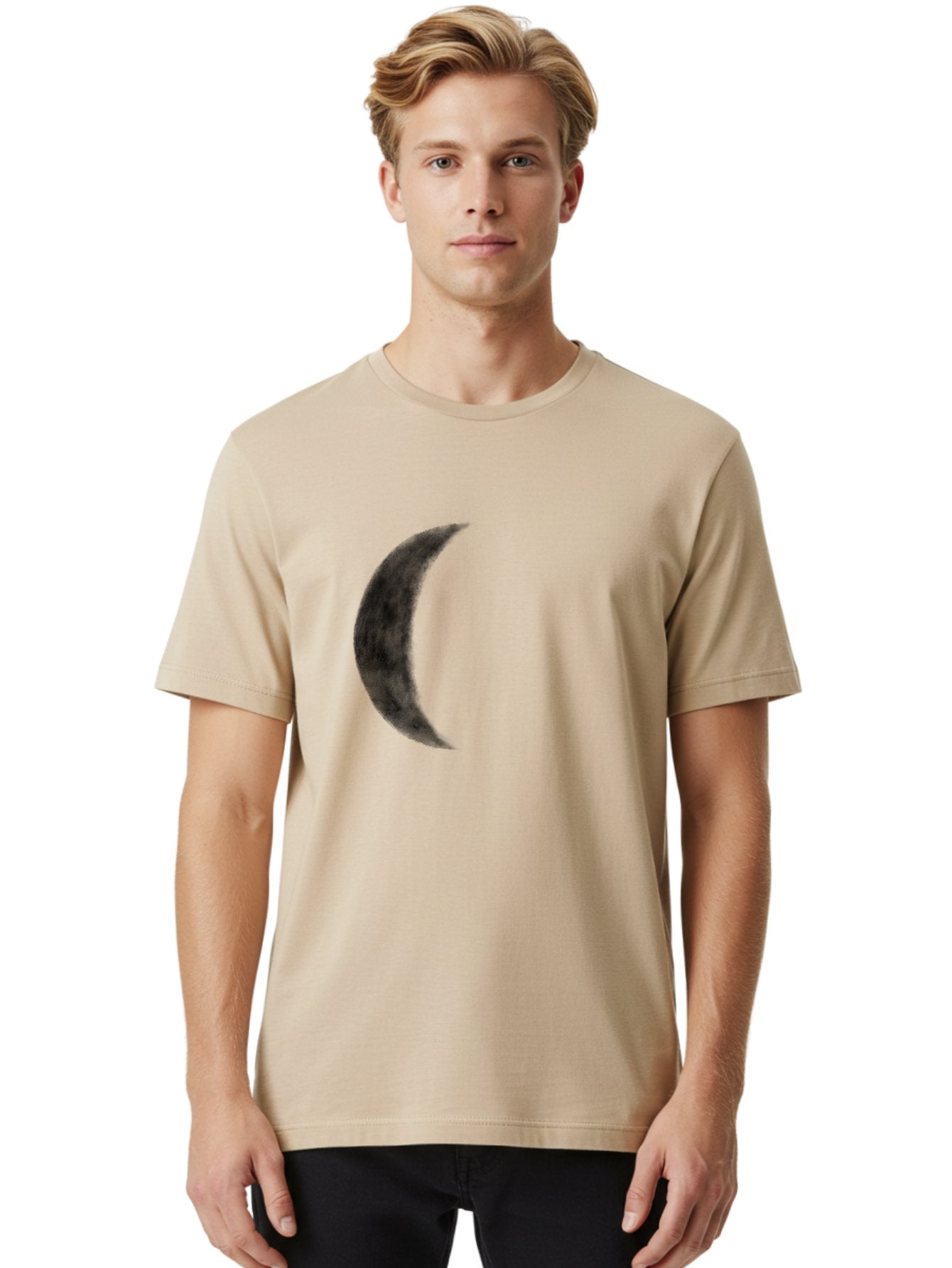 Crescent-Moon Men'S Graphic Tee, 100% Cotton, Comfortable Casual Summer Wear, Machine Washable, Crescent Moon, Lunar Phase, Moon Shape, Dark Moon, Night Sky, Celestial Body, Astronomy, Moonlight Aac298 18