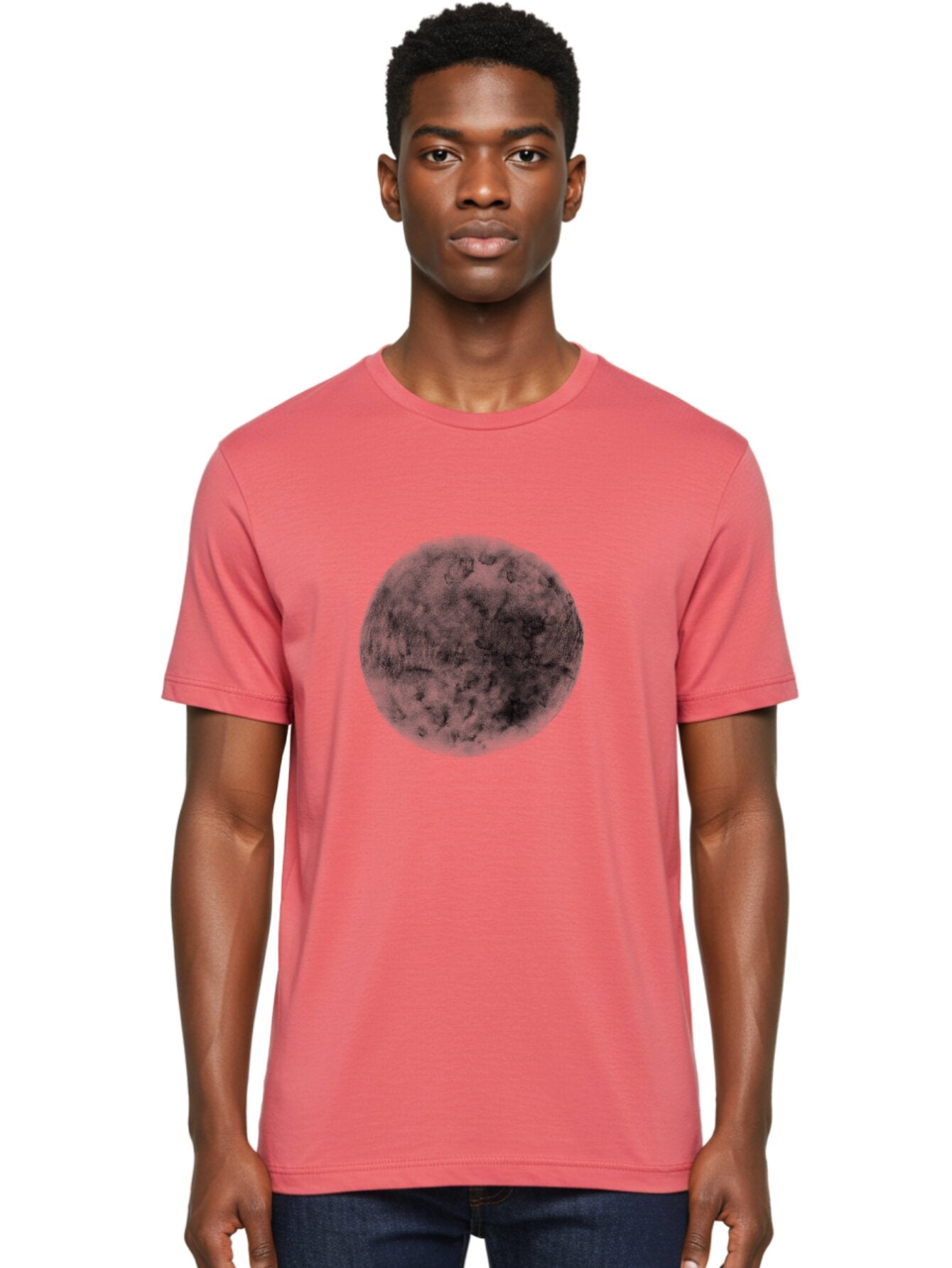 Dark-Green-Circle Men'S Graphic Tee, 100% Cotton, Comfortable Casual Summer Wear, Machine Washable, Dark Green Textured Circle, Mysterious Design, Abstract Pattern, Celestial Body, Textured Surface, Mysterious Atmosphere Aac301 28