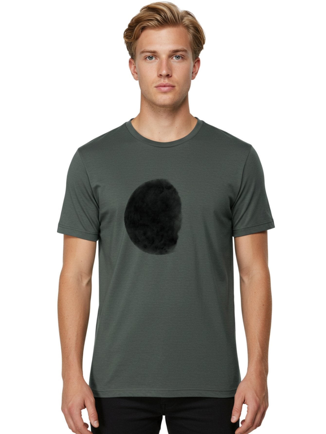 Dark-Orb Men'S Graphic Tee, 100% Cotton, Comfortable Casual Summer Wear, Machine Washable, Dark Green Sphere, Textured Surface, Mysterious Object, Abstract Design, Unique Visual Effect, 3D Rendering, Spherical Shape, Digital Art, Aac302 23