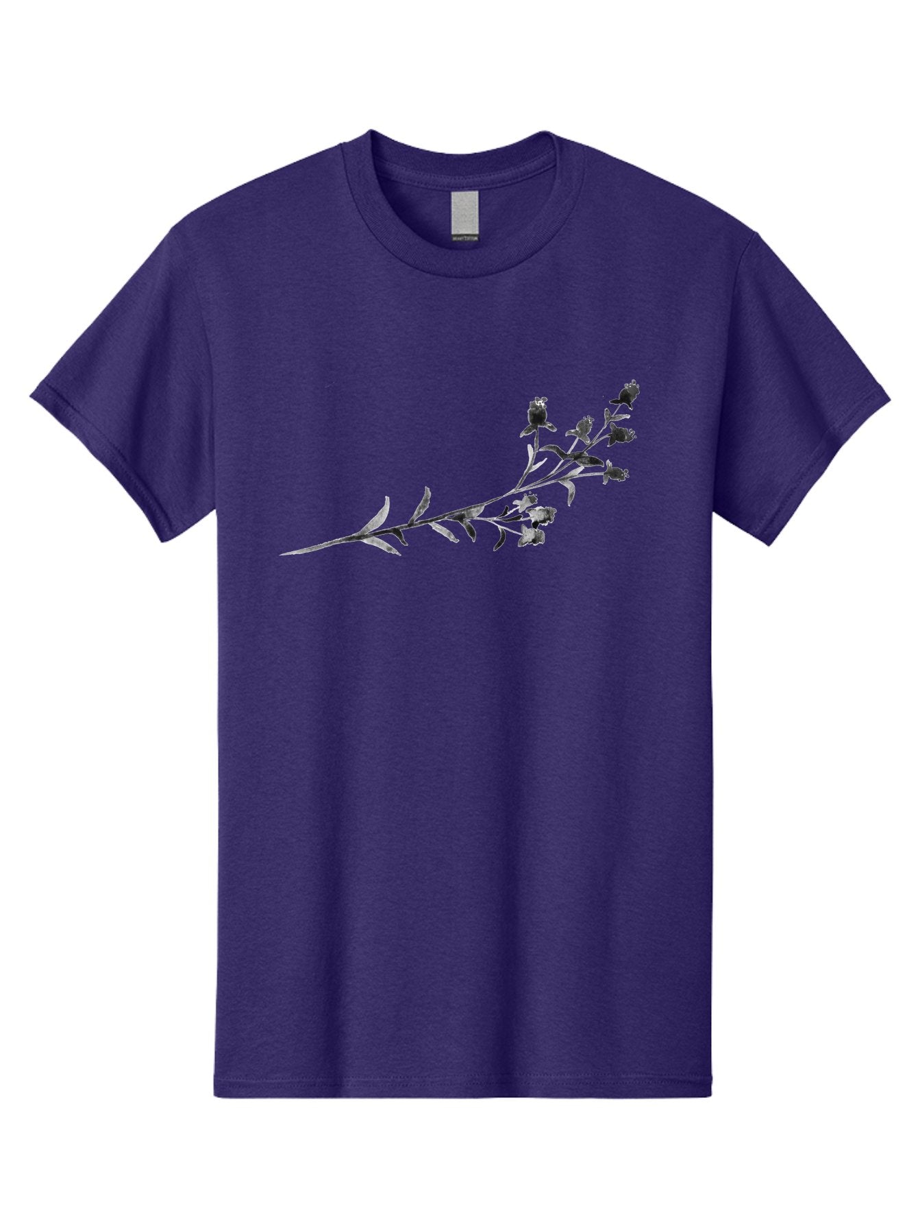 Delicate-Lavender-Sprig Men'S Graphic Tee, 100% Cotton, Comfortable Casual Summer Wear, Machine Washable, Delicate Flowers, Slender Stem, Botanical Illustration, Floral Design, Purple Blooms, Leafy Foliage, Artistic Rendering, Digital Art Aac303