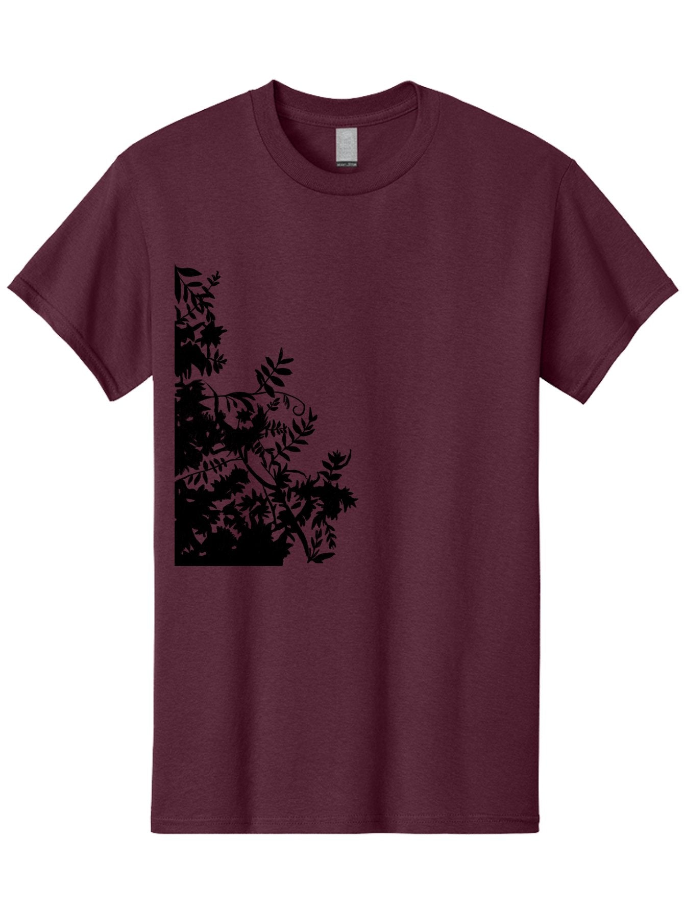 Floral-Silhouette Men'S Graphic Tee, 100% Cotton, Comfortable Casual Summer Wear, Machine Washable, Floral Silhouette, Black Leaves, Twisted Stems, Floral Arrangement, Botanical Design, Delicate Patterns, Intricate Details, Elegant Graphics Aac308 7