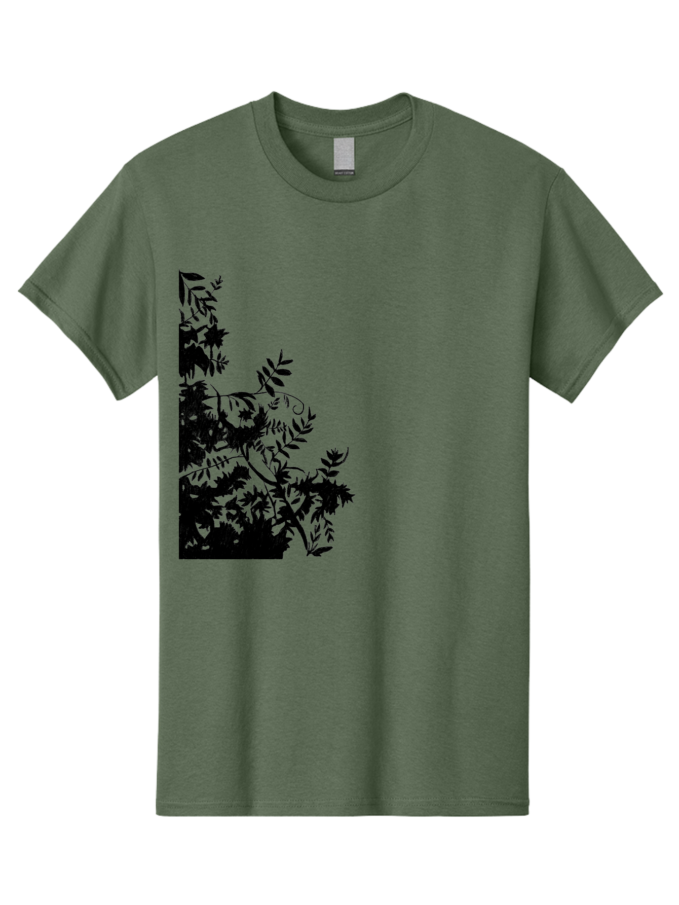 Floral-Silhouette Men'S Graphic Tee, 100% Cotton, Comfortable Casual Summer Wear, Machine Washable, Floral Silhouette, Black Leaves, Twisted Stems, Floral Arrangement, Botanical Design, Delicate Patterns, Intricate Details, Elegant Graphics Aac308 5