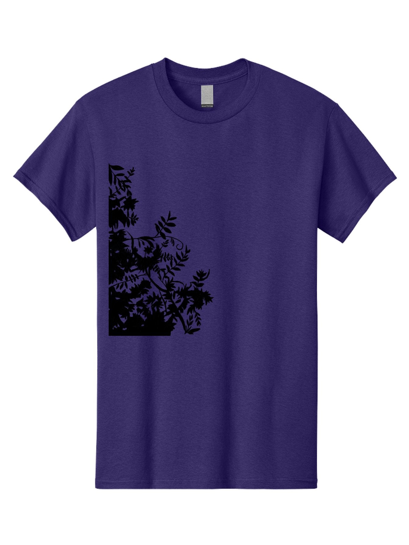 Floral-Silhouette Men'S Graphic Tee, 100% Cotton, Comfortable Casual Summer Wear, Machine Washable, Floral Silhouette, Black Leaves, Twisted Stems, Floral Arrangement, Botanical Design, Delicate Patterns, Intricate Details, Elegant Graphics Aac308 4