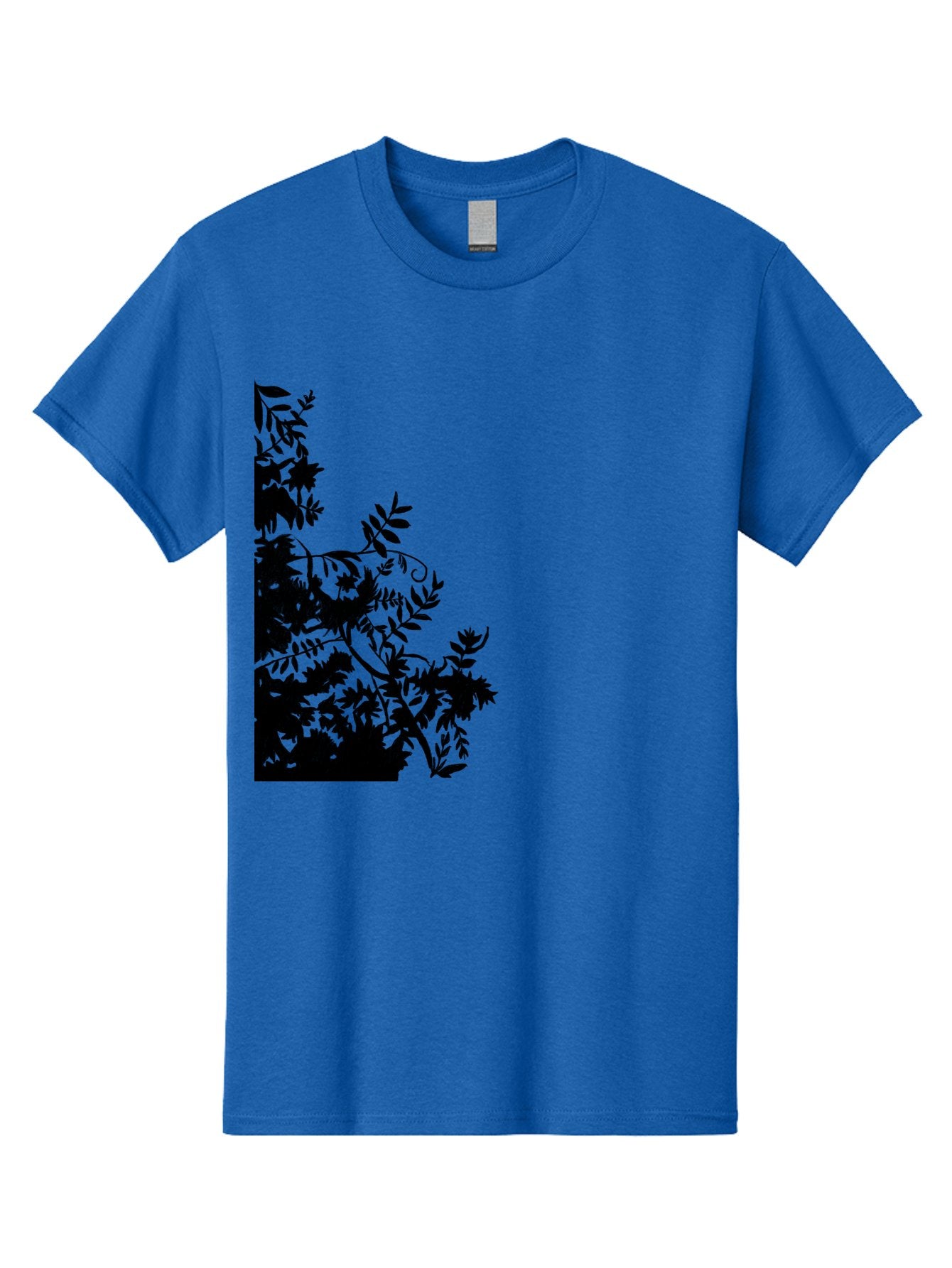 Floral-Silhouette Men'S Graphic Tee, 100% Cotton, Comfortable Casual Summer Wear, Machine Washable, Floral Silhouette, Black Leaves, Twisted Stems, Floral Arrangement, Botanical Design, Delicate Patterns, Intricate Details, Elegant Graphics Aac308 15