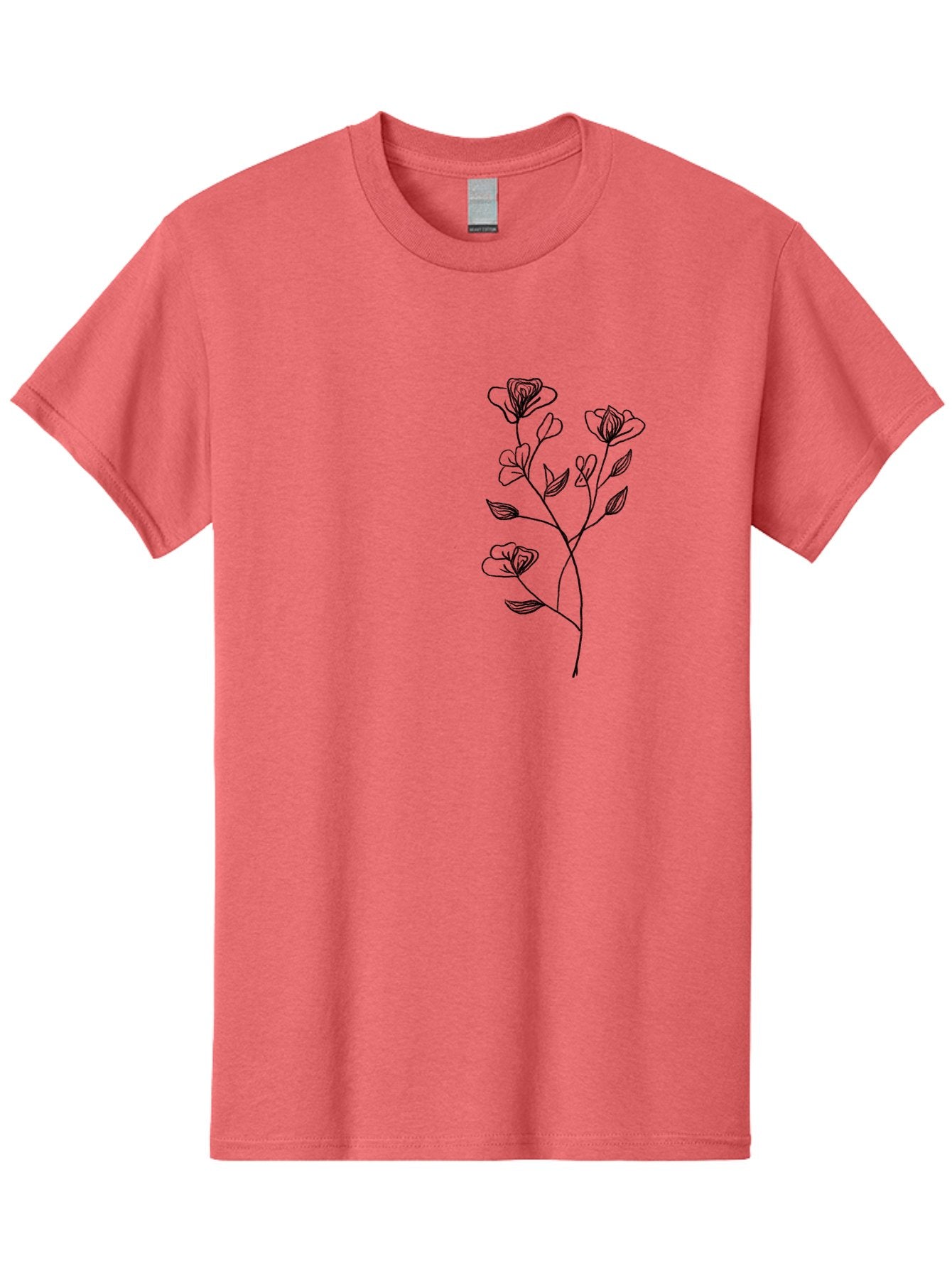 Flowers Men'S Graphic Tee, 100% Cotton, Comfortable Casual Summer Wear, Machine Washable, Simple Flowers, Line Art, Minimalist Design, Botanical Illustration, Delicate Petals, Elegant Stem, Artistic Expression, Floral Art Aac313 14