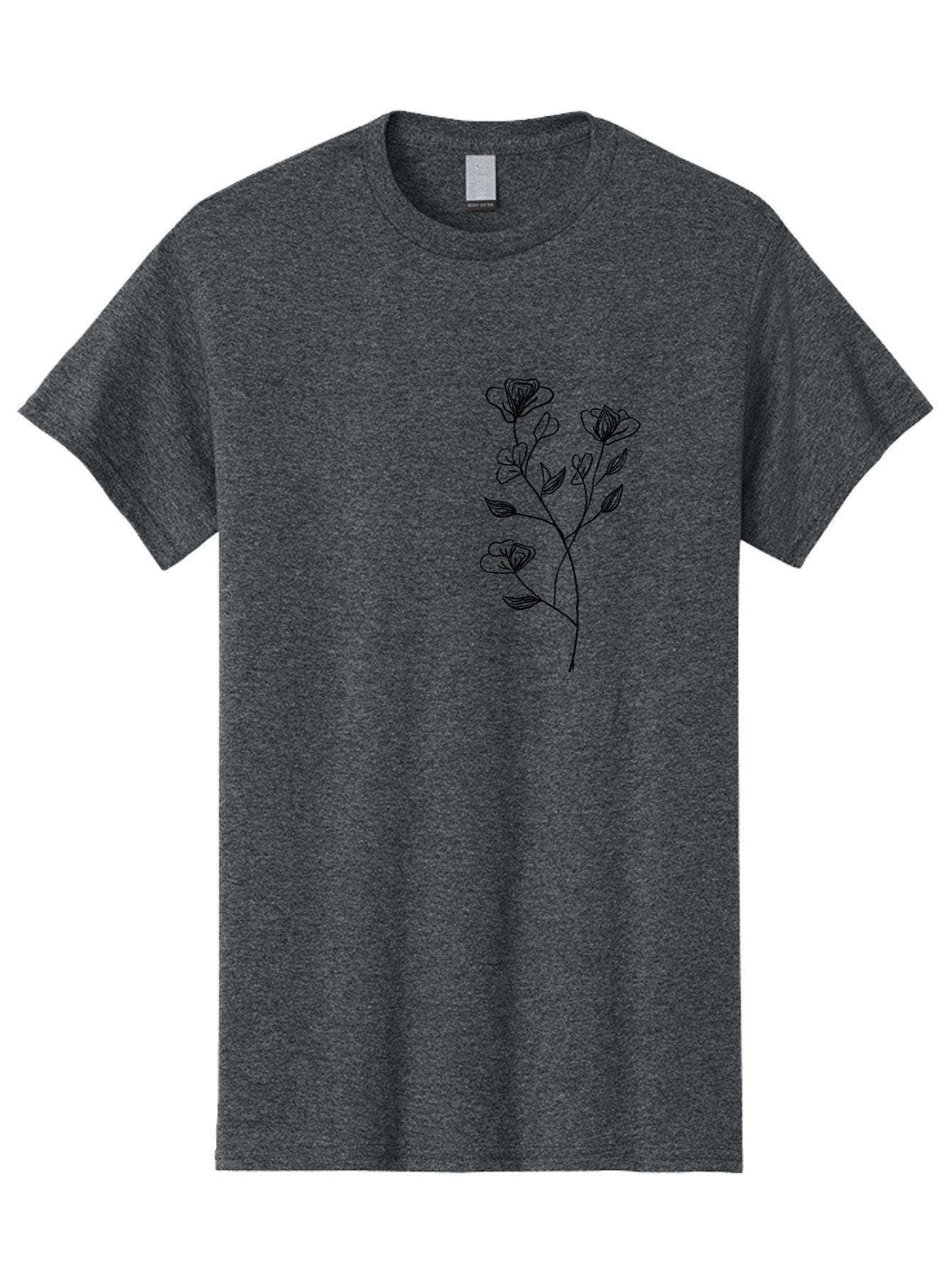 Flowers Men'S Graphic Tee, 100% Cotton, Comfortable Casual Summer Wear, Machine Washable, Simple Flowers, Line Art, Minimalist Design, Botanical Illustration, Delicate Petals, Elegant Stem, Artistic Expression, Floral Art Aac313 4