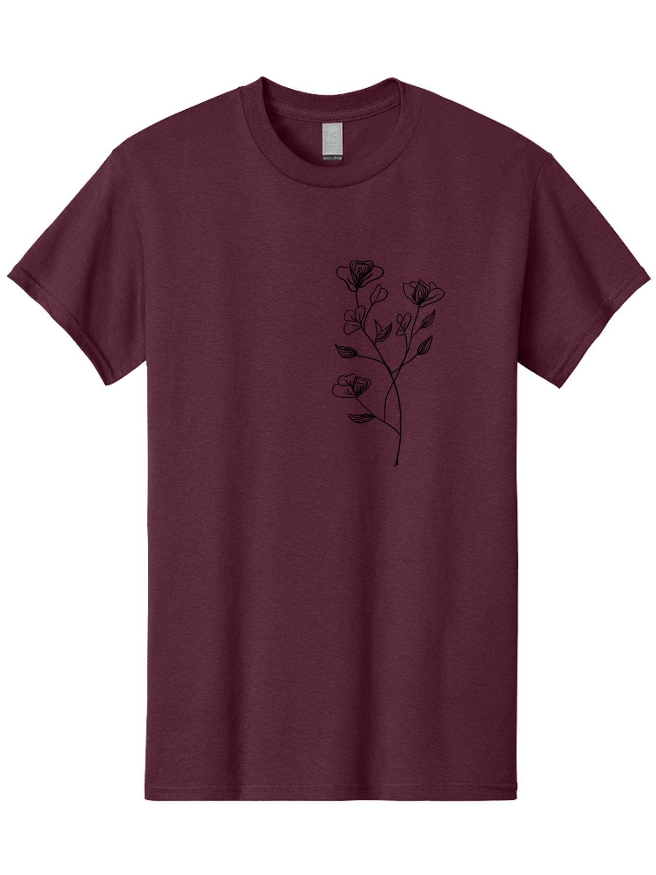 Flowers Men'S Graphic Tee, 100% Cotton, Comfortable Casual Summer Wear, Machine Washable, Simple Flowers, Line Art, Minimalist Design, Botanical Illustration, Delicate Petals, Elegant Stem, Artistic Expression, Floral Art Aac313 10