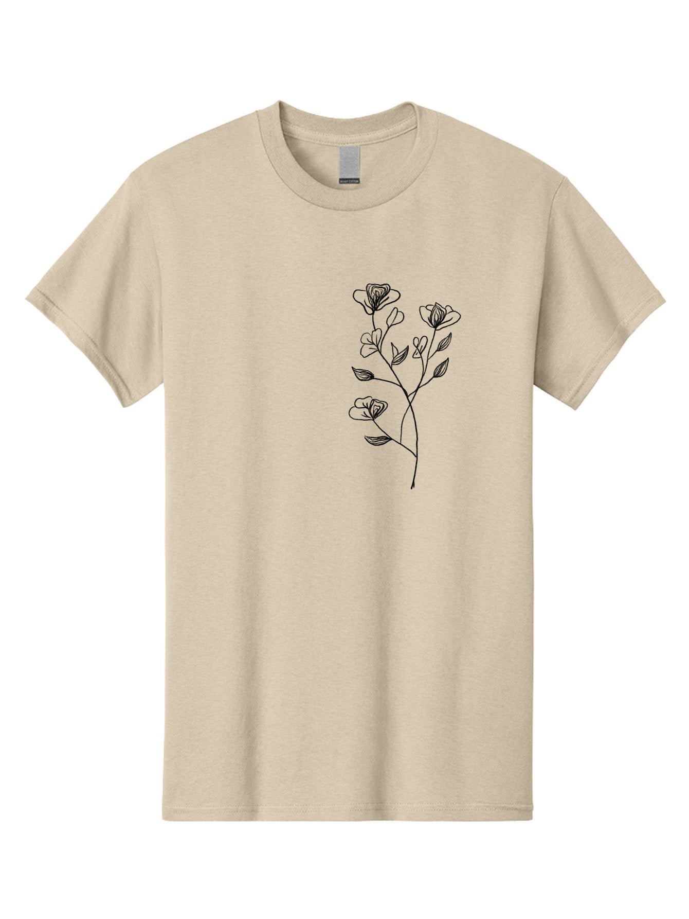 Flowers Men'S Graphic Tee, 100% Cotton, Comfortable Casual Summer Wear, Machine Washable, Simple Flowers, Line Art, Minimalist Design, Botanical Illustration, Delicate Petals, Elegant Stem, Artistic Expression, Floral Art Aac313 11