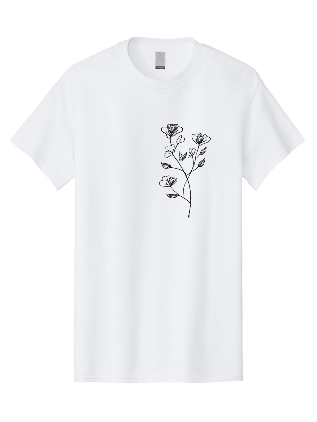 Flowers Men'S Graphic Tee, 100% Cotton, Comfortable Casual Summer Wear, Machine Washable, Simple Flowers, Line Art, Minimalist Design, Botanical Illustration, Delicate Petals, Elegant Stem, Artistic Expression, Floral Art Aac313 3