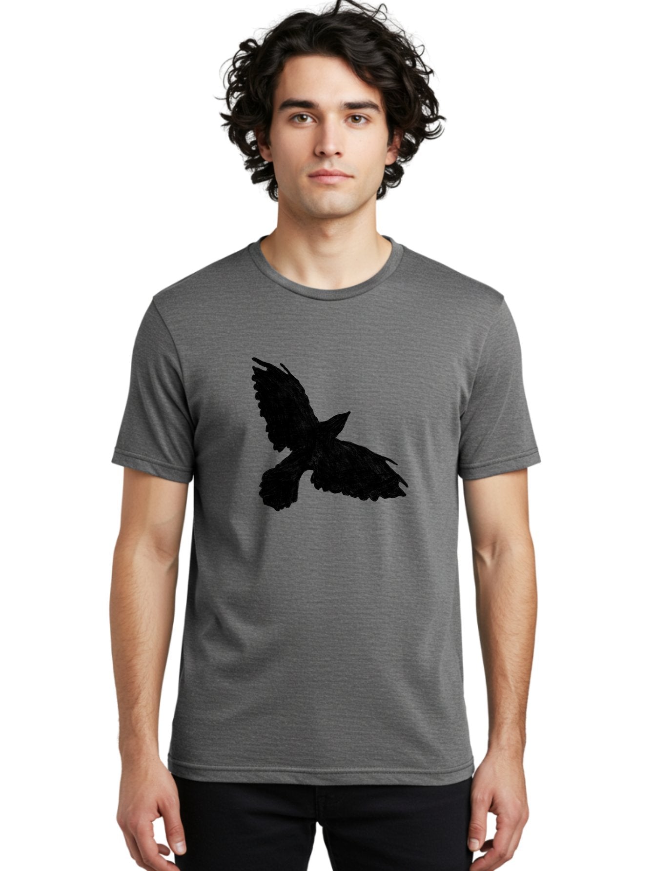 Flying-Bird Men'S Graphic Tee, 100% Cotton, Comfortable Casual Summer Wear, Machine Washable, Bird In Flight, Bird Silhouette, Flying Bird, Black Bird, Wingspan, Feathers, Bird'S Wings, Bird Flying, Winged Creature Aac315 23