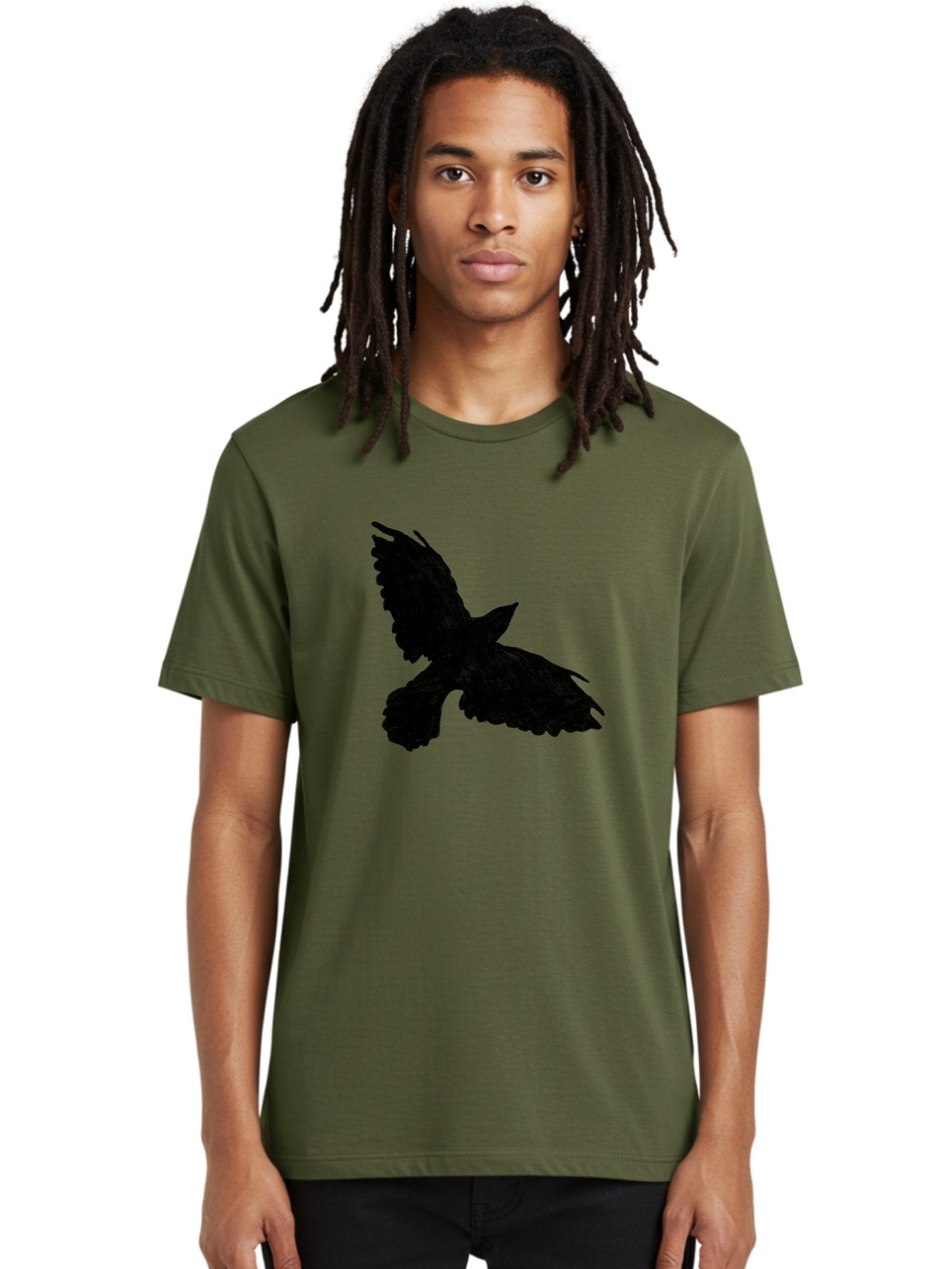 Flying-Bird Men'S Graphic Tee, 100% Cotton, Comfortable Casual Summer Wear, Machine Washable, Bird In Flight, Bird Silhouette, Flying Bird, Black Bird, Wingspan, Feathers, Bird'S Wings, Bird Flying, Winged Creature Aac315 20