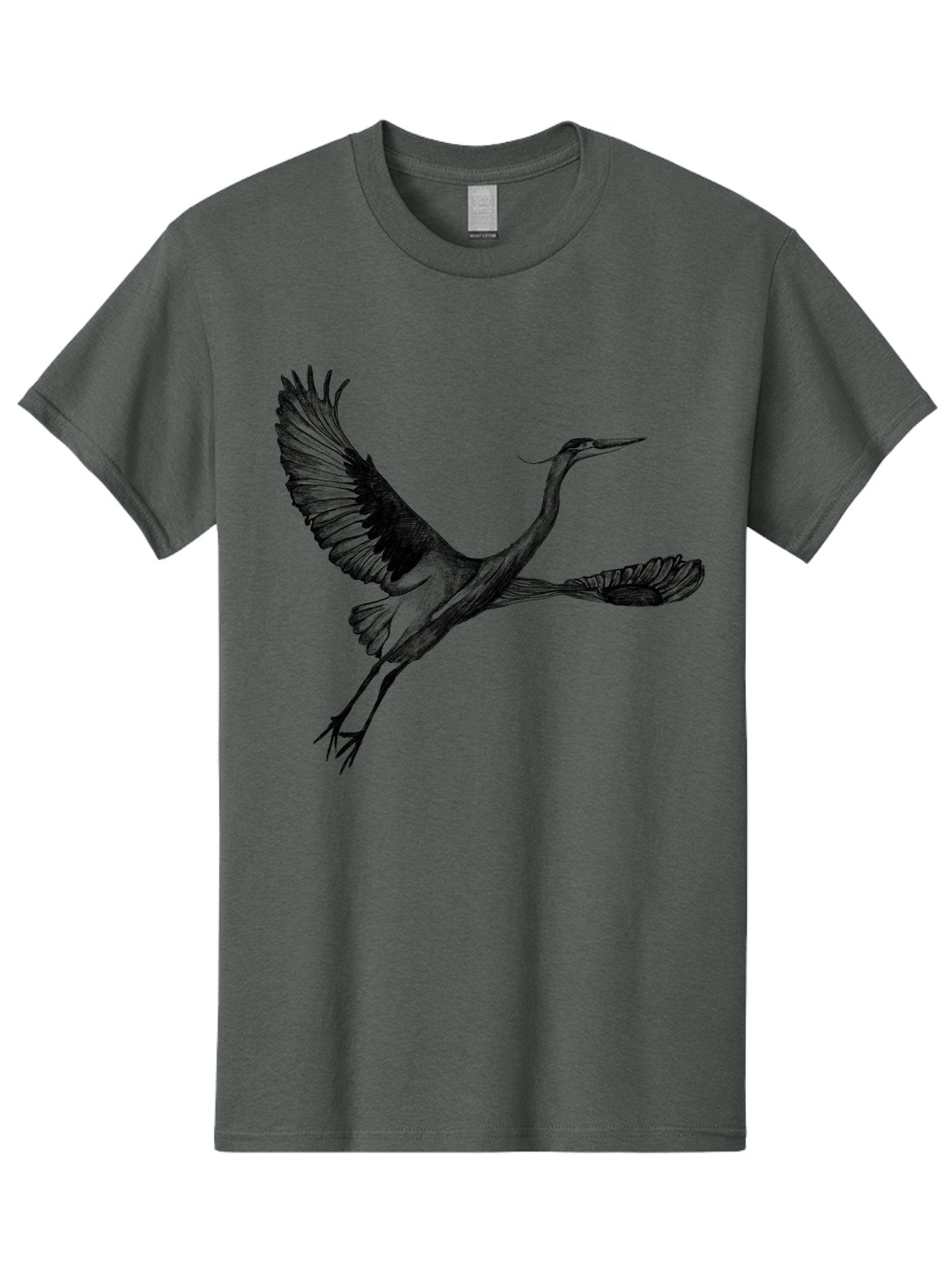 Flying-Crane Men'S Graphic Tee, 100% Cotton, Comfortable Casual Summer Wear, Machine Washable, Crane, Bird, Flying, Wildlife, Free Bird, Natural Elegance, Majestic Wings, Flying Crane, Dynamic Pose, Serene Atmosphere, Wild Bird Aac316