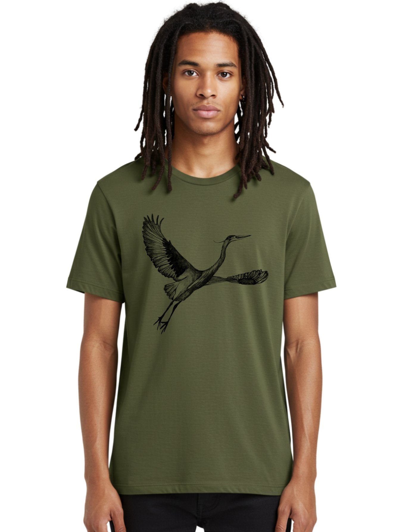 Flying-Crane Men'S Graphic Tee, 100% Cotton, Comfortable Casual Summer Wear, Machine Washable, Crane, Bird, Flying, Wildlife, Free Bird, Natural Elegance, Majestic Wings, Flying Crane, Dynamic Pose, Serene Atmosphere, Wild Bird Aac316 30