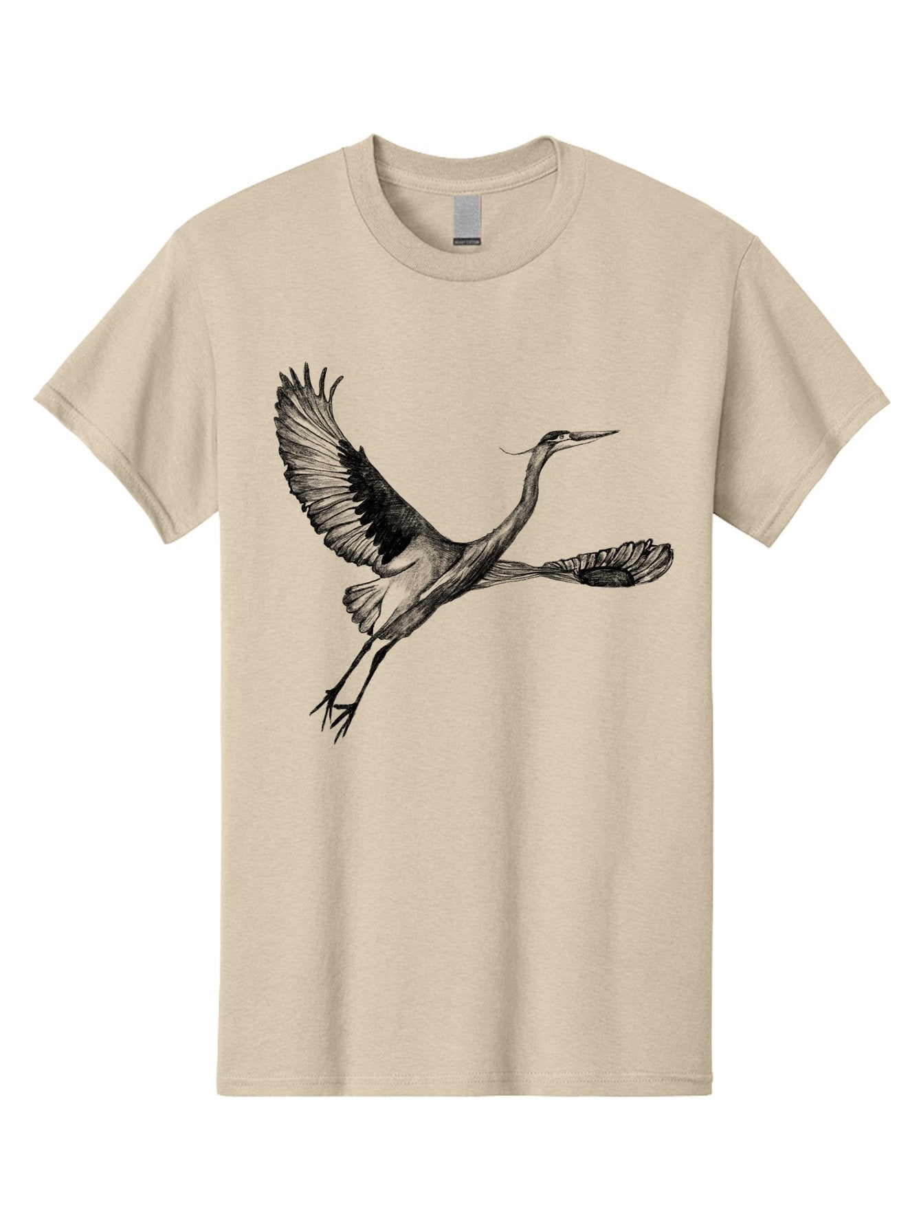 Flying-Crane Men'S Graphic Tee, 100% Cotton, Comfortable Casual Summer Wear, Machine Washable, Crane, Bird, Flying, Wildlife, Free Bird, Natural Elegance, Majestic Wings, Flying Crane, Dynamic Pose, Serene Atmosphere, Wild Bird Aac316 3
