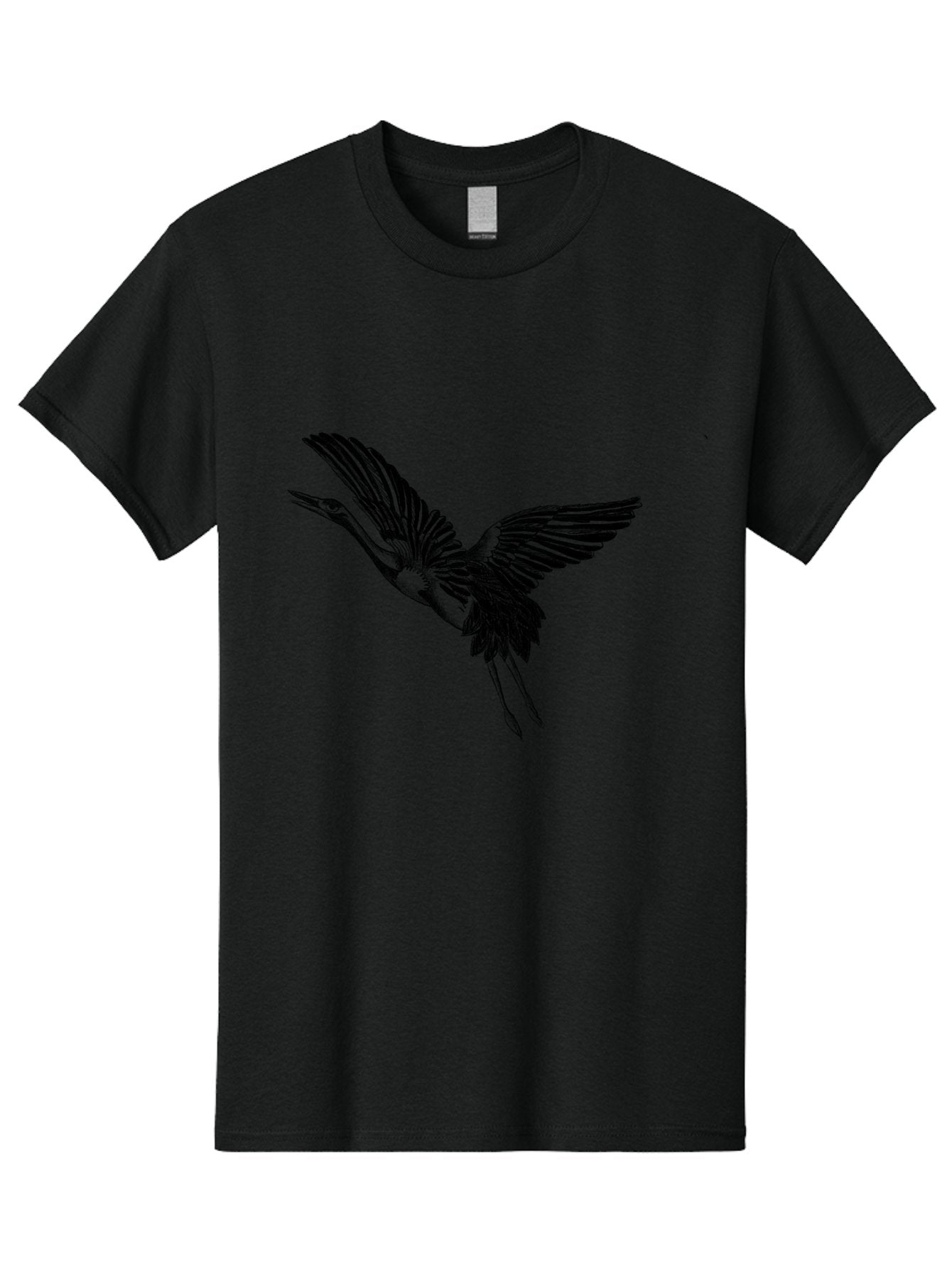 Flying-Heron Men'S Graphic Tee, 100% Cotton, Comfortable Casual Summer Wear, Machine Washable, Heron In Flight, Bird Silhouette, Wingspan, Flying Bird, Nature Illustration, Wildlife Art, Monochrome Graphics, Heron Illustration, Bird In Flight Aac317 12