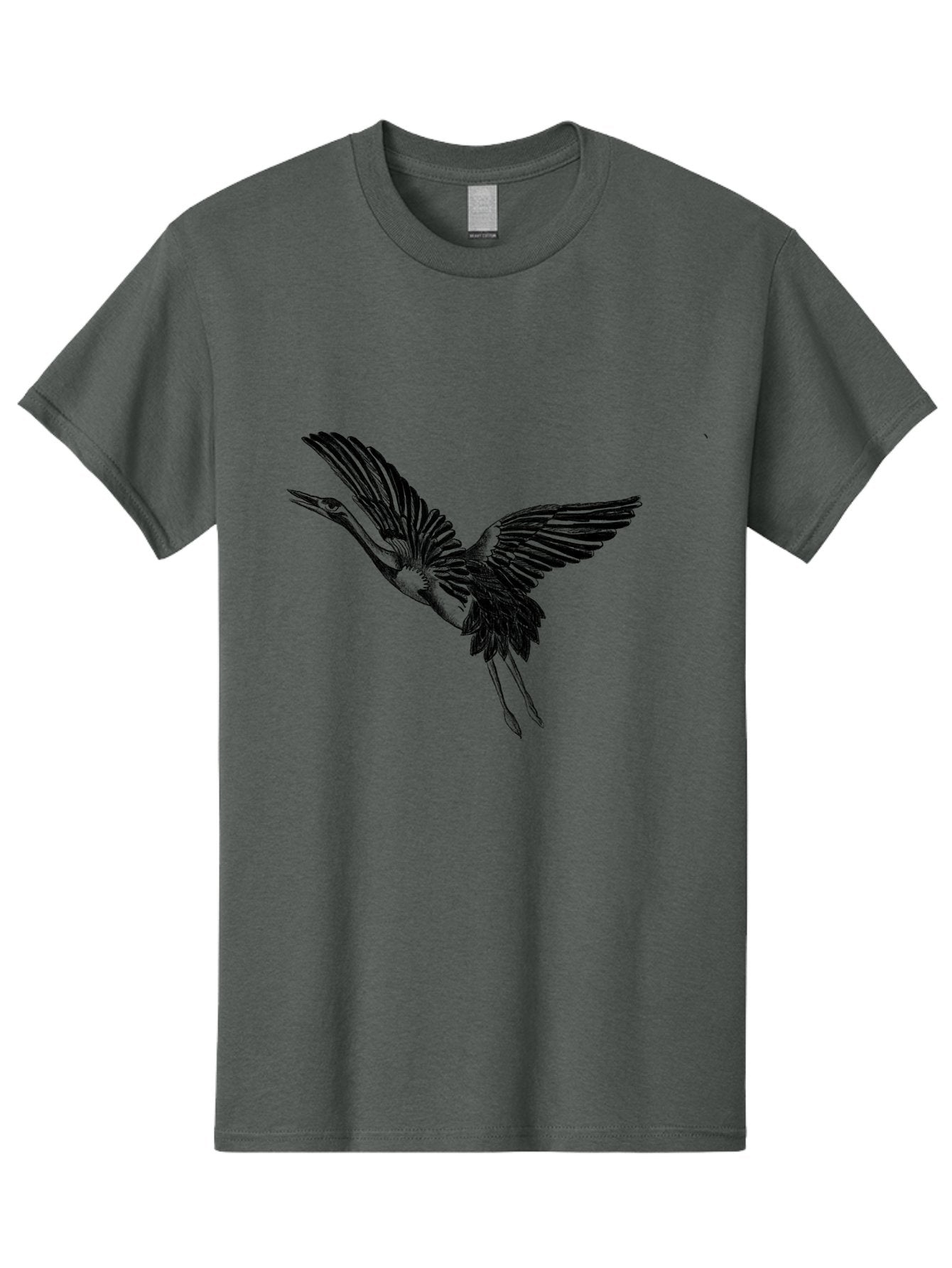 Flying-Heron Men'S Graphic Tee, 100% Cotton, Comfortable Casual Summer Wear, Machine Washable, Heron In Flight, Bird Silhouette, Wingspan, Flying Bird, Nature Illustration, Wildlife Art, Monochrome Graphics, Heron Illustration, Bird In Flight Aac317 11