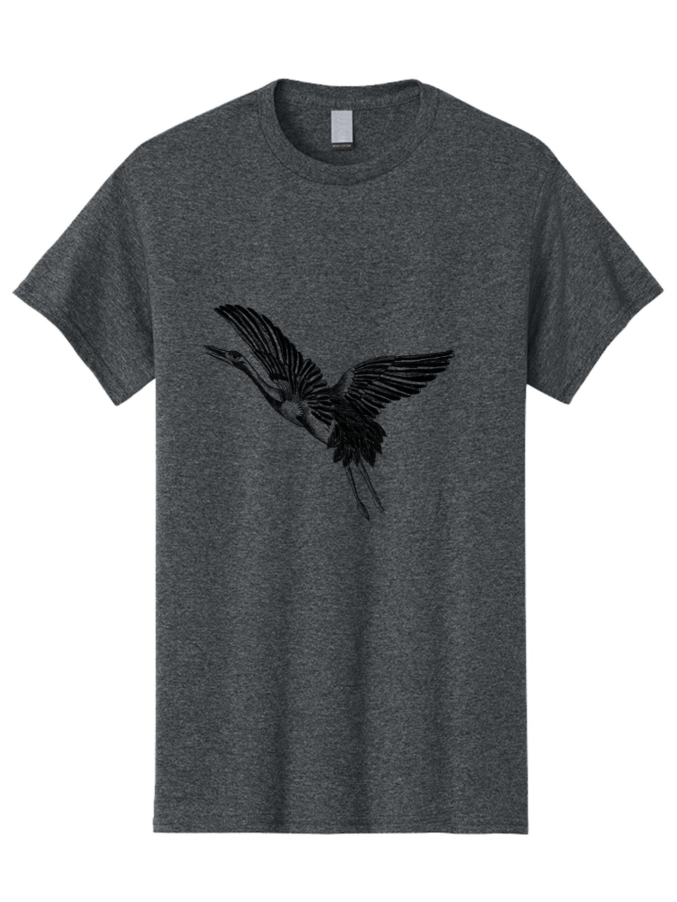 Flying-Heron Men'S Graphic Tee, 100% Cotton, Comfortable Casual Summer Wear, Machine Washable, Heron In Flight, Bird Silhouette, Wingspan, Flying Bird, Nature Illustration, Wildlife Art, Monochrome Graphics, Heron Illustration, Bird In Flight Aac317 4