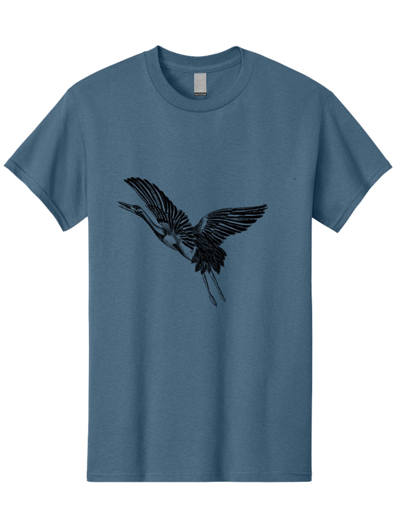Flying-Heron Men'S Graphic Tee, 100% Cotton, Comfortable Casual Summer Wear, Machine Washable, Heron In Flight, Bird Silhouette, Wingspan, Flying Bird, Nature Illustration, Wildlife Art, Monochrome Graphics, Heron Illustration, Bird In Flight Aac317