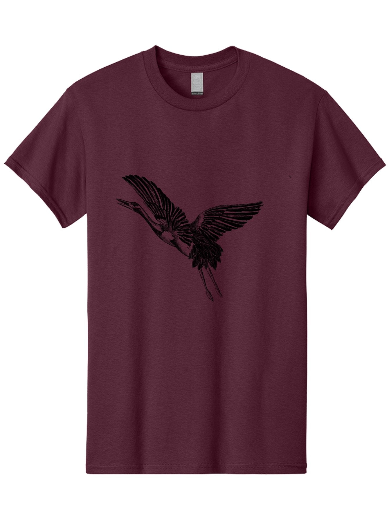 Flying-Heron Men'S Graphic Tee, 100% Cotton, Comfortable Casual Summer Wear, Machine Washable, Heron In Flight, Bird Silhouette, Wingspan, Flying Bird, Nature Illustration, Wildlife Art, Monochrome Graphics, Heron Illustration, Bird In Flight Aac317 7