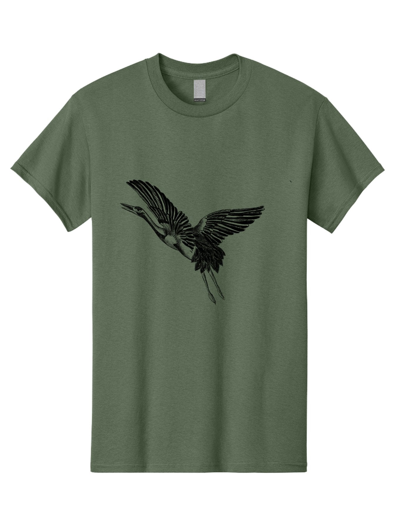 Flying-Heron Men'S Graphic Tee, 100% Cotton, Comfortable Casual Summer Wear, Machine Washable, Heron In Flight, Bird Silhouette, Wingspan, Flying Bird, Nature Illustration, Wildlife Art, Monochrome Graphics, Heron Illustration, Bird In Flight Aac317 5