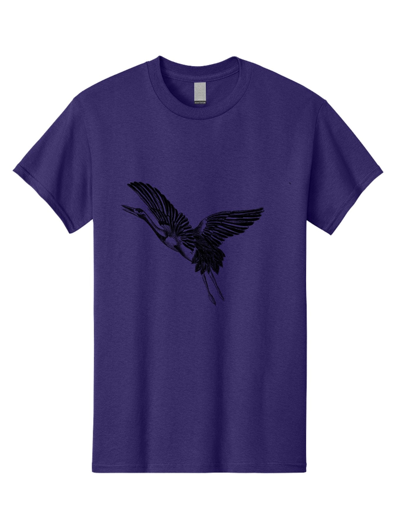 Flying-Heron Men'S Graphic Tee, 100% Cotton, Comfortable Casual Summer Wear, Machine Washable, Heron In Flight, Bird Silhouette, Wingspan, Flying Bird, Nature Illustration, Wildlife Art, Monochrome Graphics, Heron Illustration, Bird In Flight Aac317 10