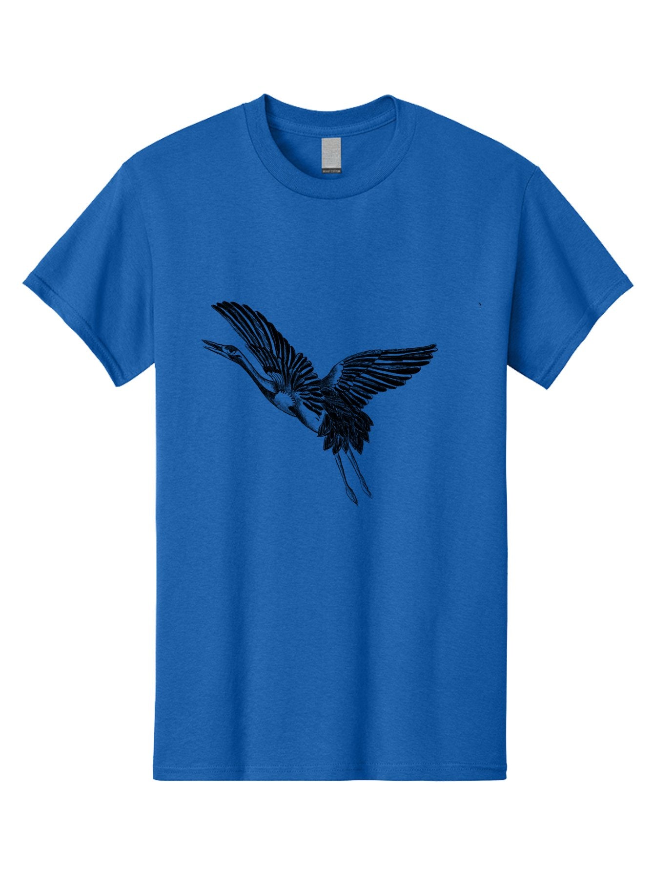 Flying-Heron Men'S Graphic Tee, 100% Cotton, Comfortable Casual Summer Wear, Machine Washable, Heron In Flight, Bird Silhouette, Wingspan, Flying Bird, Nature Illustration, Wildlife Art, Monochrome Graphics, Heron Illustration, Bird In Flight Aac317