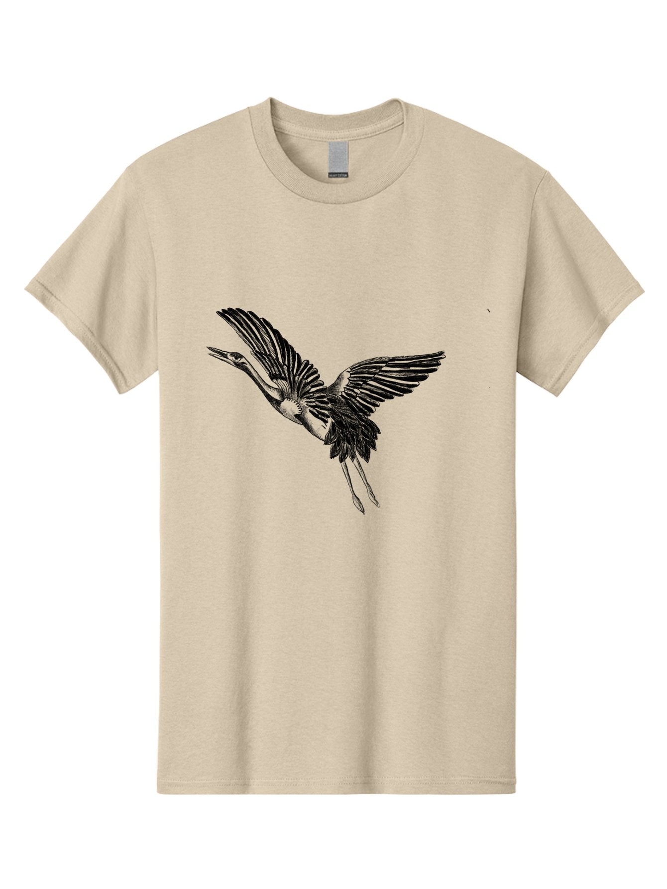 Flying-Heron Men'S Graphic Tee, 100% Cotton, Comfortable Casual Summer Wear, Machine Washable, Heron In Flight, Bird Silhouette, Wingspan, Flying Bird, Nature Illustration, Wildlife Art, Monochrome Graphics, Heron Illustration, Bird In Flight Aac317 8