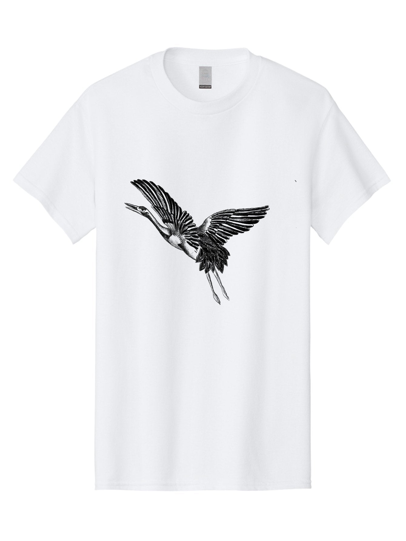 Flying-Heron Men'S Graphic Tee, 100% Cotton, Comfortable Casual Summer Wear, Machine Washable, Heron In Flight, Bird Silhouette, Wingspan, Flying Bird, Nature Illustration, Wildlife Art, Monochrome Graphics, Heron Illustration, Bird In Flight Aac317 3