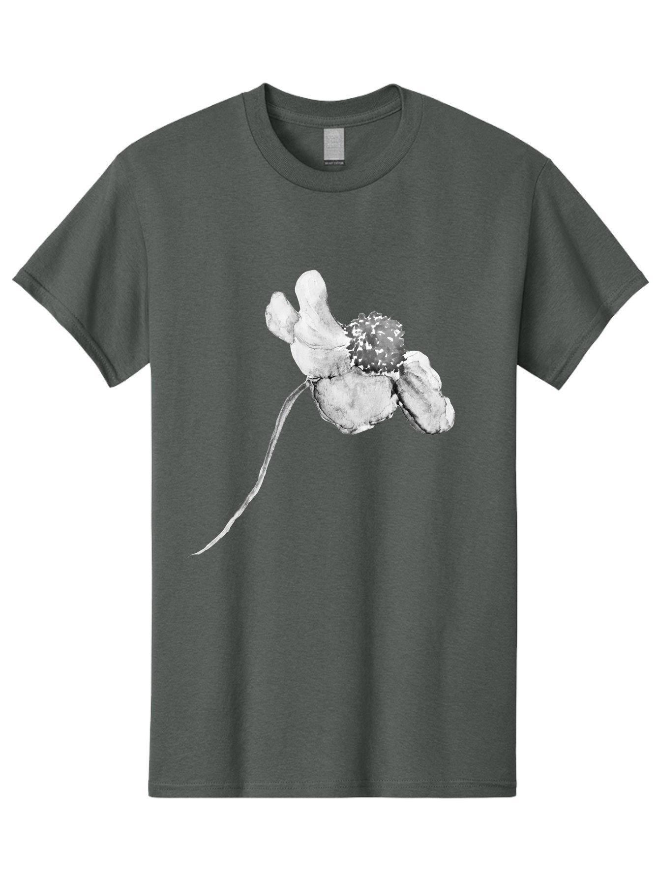 Hand-Drawn-Mouse Men'S Graphic Tee, 100% Cotton, Comfortable Casual Summer Wear, Machine Washable, White Flower, Minimalist Design, Simple Graphics, Digital Illustration, Flower Graphic, Elegant, Modern Art, Clean Lines, Abstract Flower Aac320 11