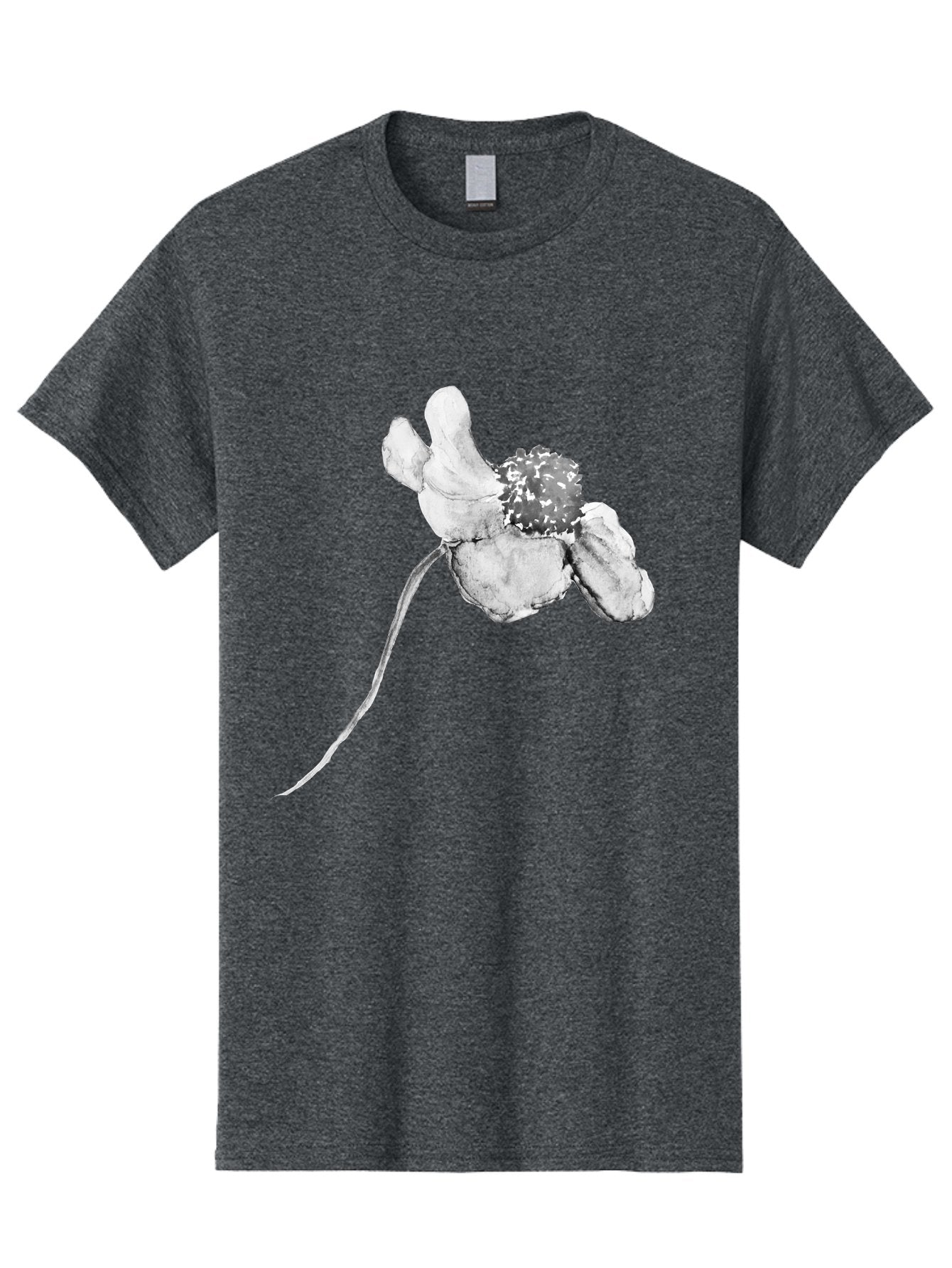 Hand-Drawn-Mouse Men'S Graphic Tee, 100% Cotton, Comfortable Casual Summer Wear, Machine Washable, White Flower, Minimalist Design, Simple Graphics, Digital Illustration, Flower Graphic, Elegant, Modern Art, Clean Lines, Abstract Flower Aac320 8