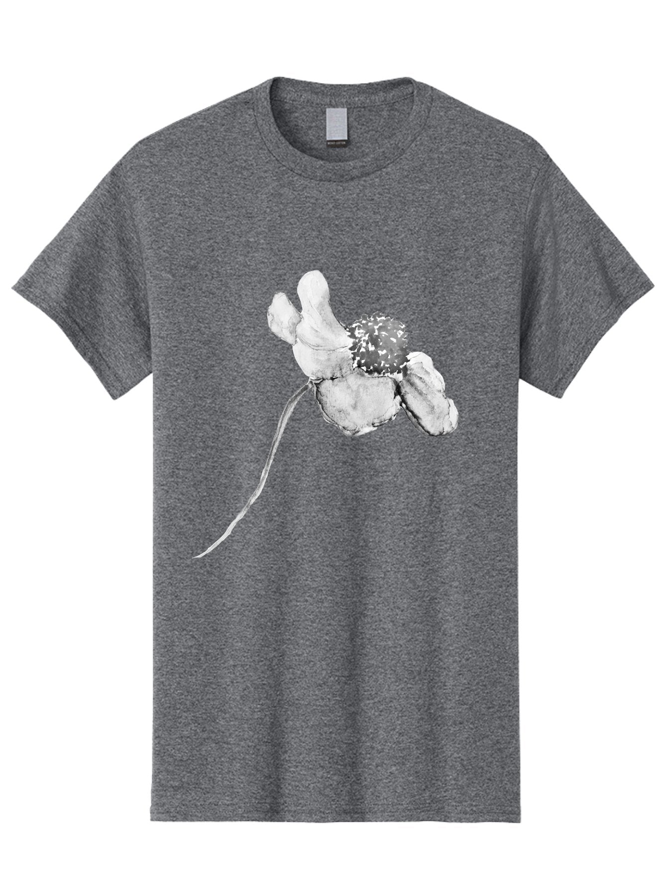 Hand-Drawn-Mouse Men'S Graphic Tee, 100% Cotton, Comfortable Casual Summer Wear, Machine Washable, White Flower, Minimalist Design, Simple Graphics, Digital Illustration, Flower Graphic, Elegant, Modern Art, Clean Lines, Abstract Flower Aac320 7