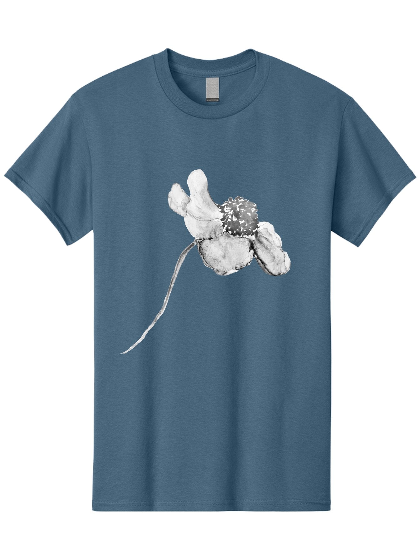 Hand-Drawn-Mouse Men'S Graphic Tee, 100% Cotton, Comfortable Casual Summer Wear, Machine Washable, White Flower, Minimalist Design, Simple Graphics, Digital Illustration, Flower Graphic, Elegant, Modern Art, Clean Lines, Abstract Flower Aac320 9