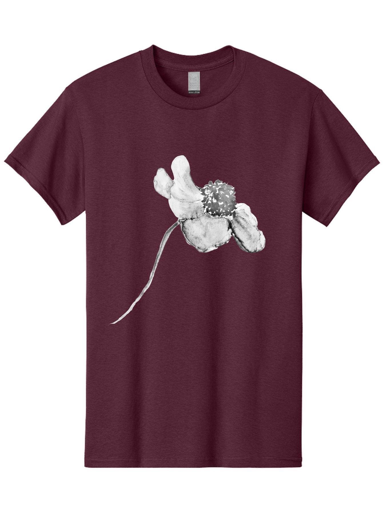 Hand-Drawn-Mouse Men'S Graphic Tee, 100% Cotton, Comfortable Casual Summer Wear, Machine Washable, White Flower, Minimalist Design, Simple Graphics, Digital Illustration, Flower Graphic, Elegant, Modern Art, Clean Lines, Abstract Flower Aac320 13