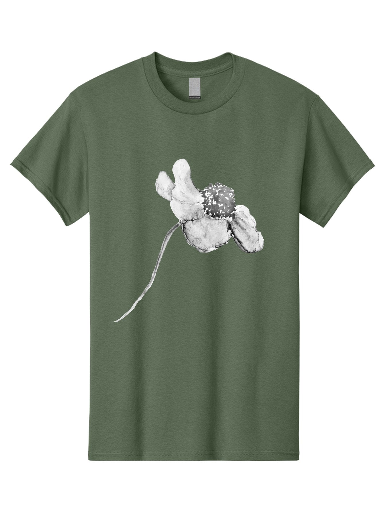 Hand-Drawn-Mouse Men'S Graphic Tee, 100% Cotton, Comfortable Casual Summer Wear, Machine Washable, White Flower, Minimalist Design, Simple Graphics, Digital Illustration, Flower Graphic, Elegant, Modern Art, Clean Lines, Abstract Flower Aac320 6