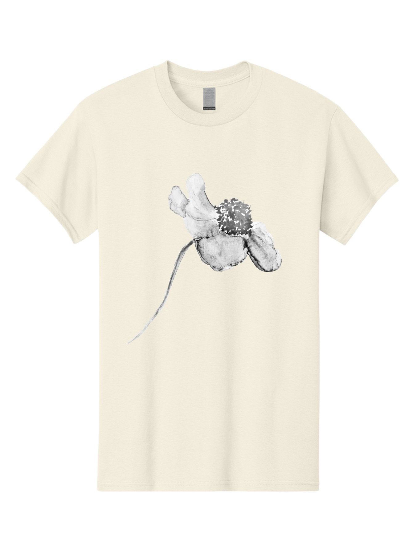 Hand-Drawn-Mouse Men'S Graphic Tee, 100% Cotton, Comfortable Casual Summer Wear, Machine Washable, White Flower, Minimalist Design, Simple Graphics, Digital Illustration, Flower Graphic, Elegant, Modern Art, Clean Lines, Abstract Flower Aac320 10