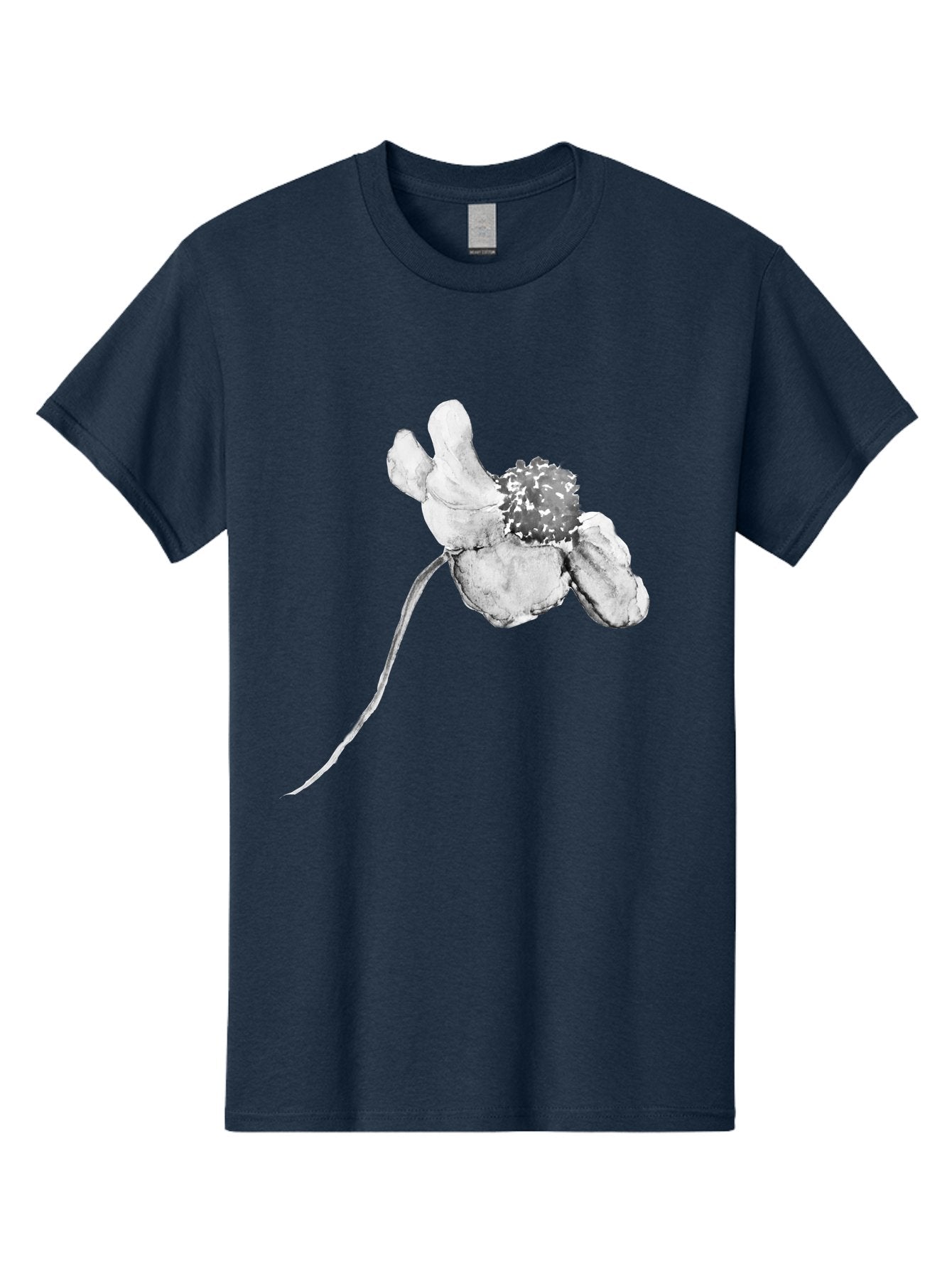 Hand-Drawn-Mouse Men'S Graphic Tee, 100% Cotton, Comfortable Casual Summer Wear, Machine Washable, White Flower, Minimalist Design, Simple Graphics, Digital Illustration, Flower Graphic, Elegant, Modern Art, Clean Lines, Abstract Flower Aac320 15