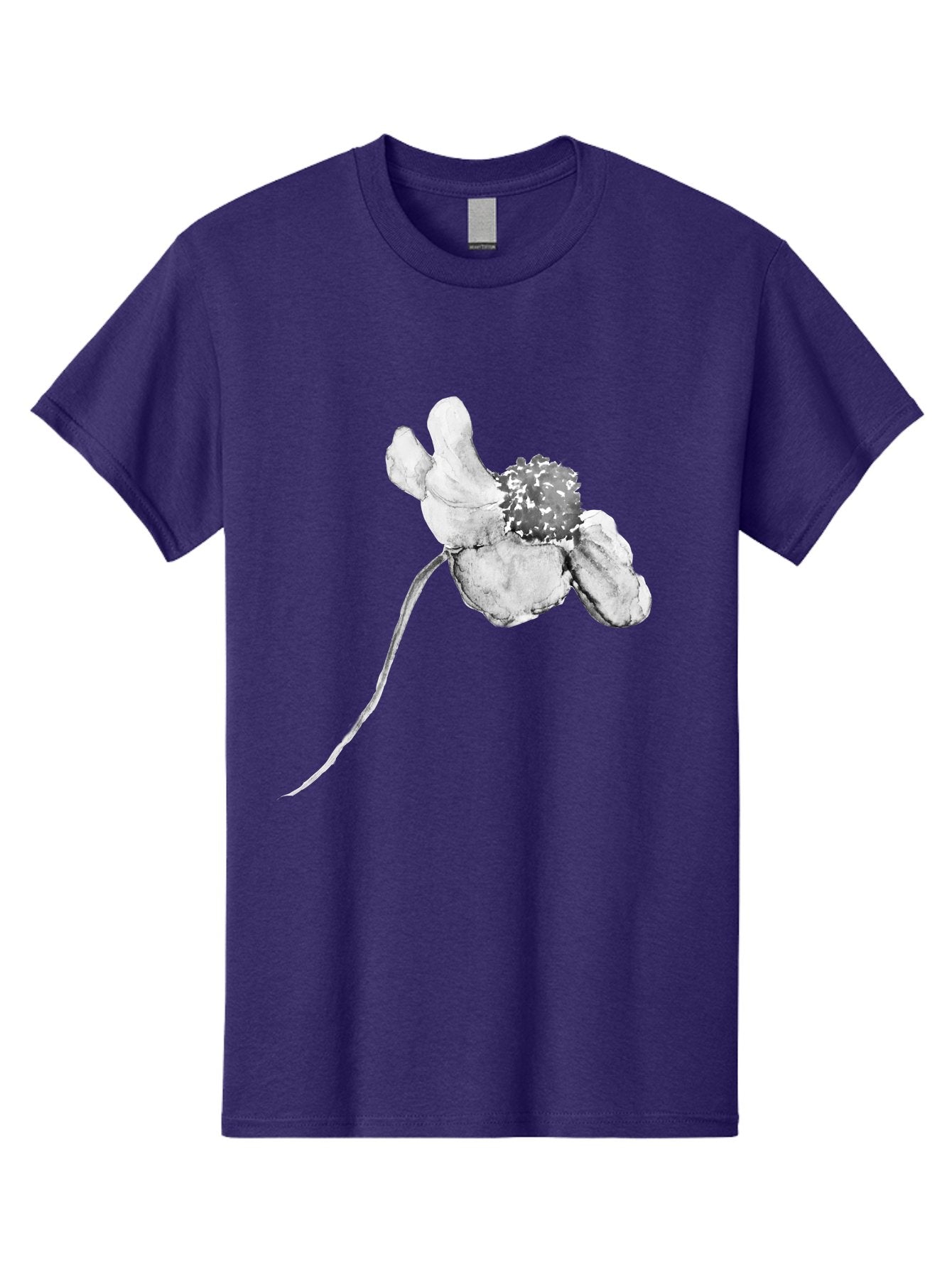 Hand-Drawn-Mouse Men'S Graphic Tee, 100% Cotton, Comfortable Casual Summer Wear, Machine Washable, White Flower, Minimalist Design, Simple Graphics, Digital Illustration, Flower Graphic, Elegant, Modern Art, Clean Lines, Abstract Flower Aac320 12
