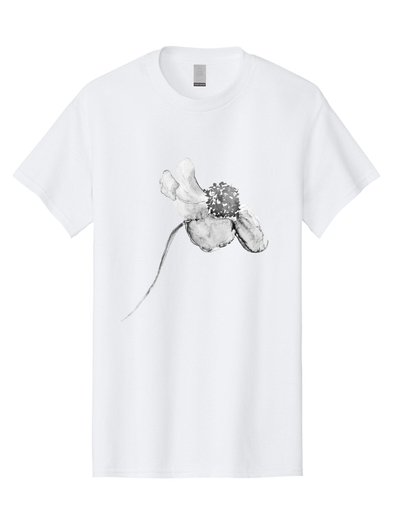 Hand-Drawn-Mouse Men'S Graphic Tee, 100% Cotton, Comfortable Casual Summer Wear, Machine Washable, White Flower, Minimalist Design, Simple Graphics, Digital Illustration, Flower Graphic, Elegant, Modern Art, Clean Lines, Abstract Flower Aac320 14