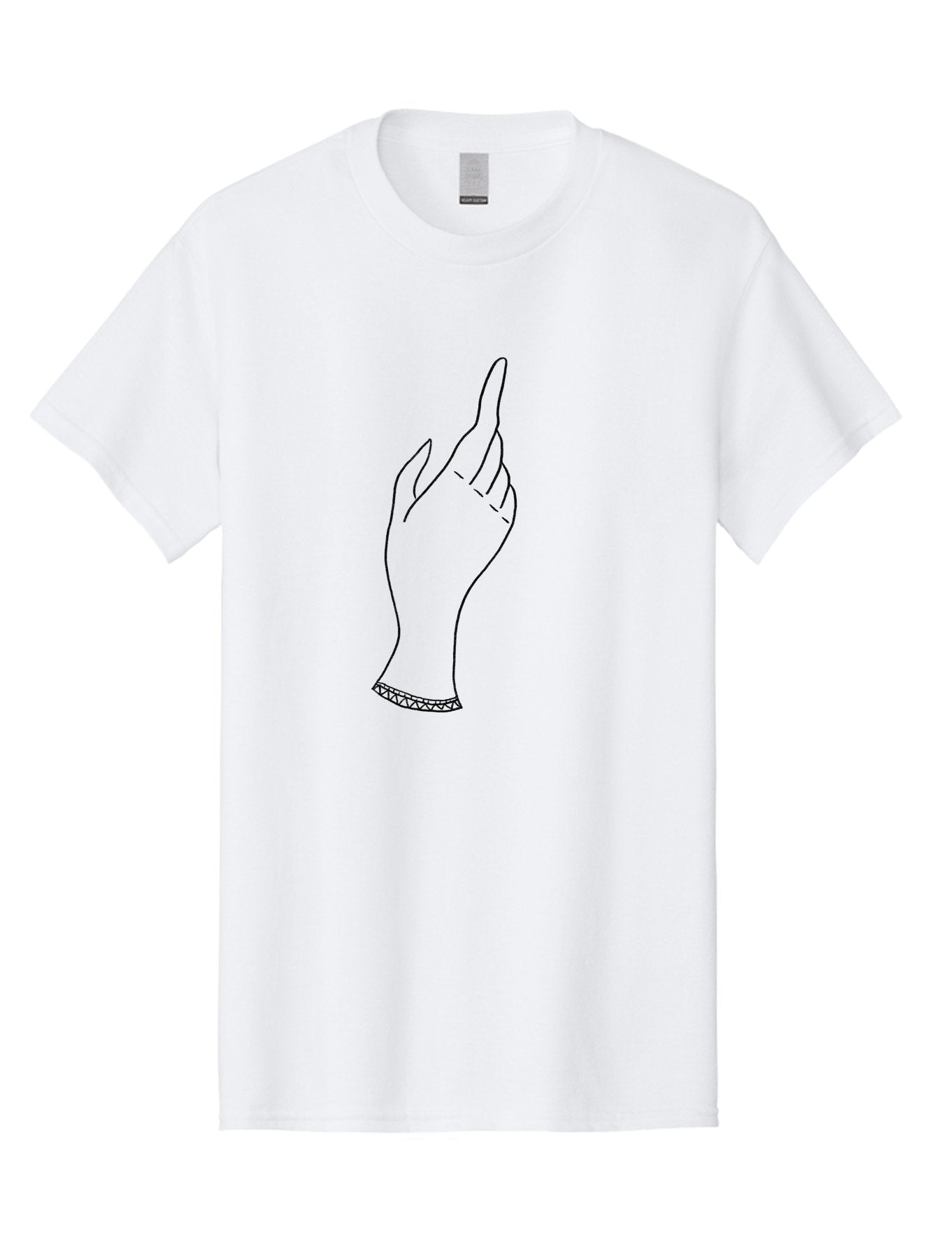 Hand-With-Index-Finger-Raised Men'S Graphic Tee, 100% Cotton, Comfortable Casual Summer Wear, Machine Washable, Hand Gesture, Pointing Finger, Minimalist Design, Simple Illustration, Gesture Art, Symbolic Hand, Modern Graphics, Aac322 6