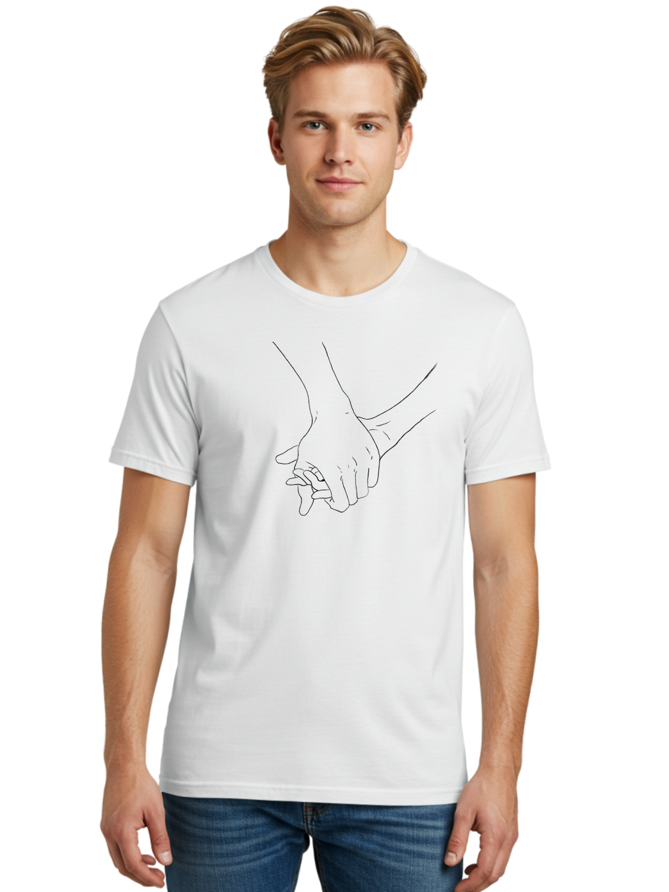 Hands-Holding-1 Men'S Graphic Tee, 100% Cotton, Comfortable Casual Summer Wear, Machine Washable, Hands Holding Each Other, Tender Touch, Love And Care, Friendship, Support, Unity Aac324 30