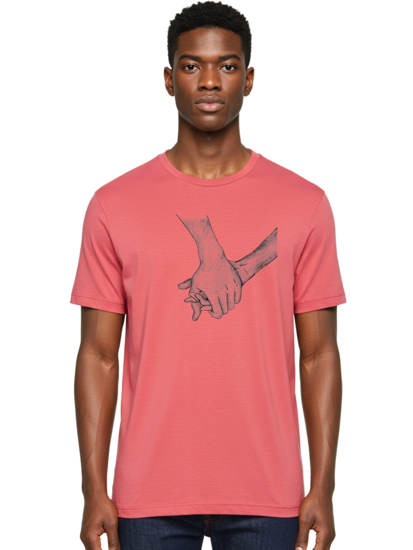 Hands-Holding Men'S Graphic Tee, 100% Cotton, Comfortable Casual Summer Wear, Machine Washable, Hands Holding, Help And Support, Holding Hands, Love And Care, Unity, Togetherness, Connection, Friendship Aac325 30