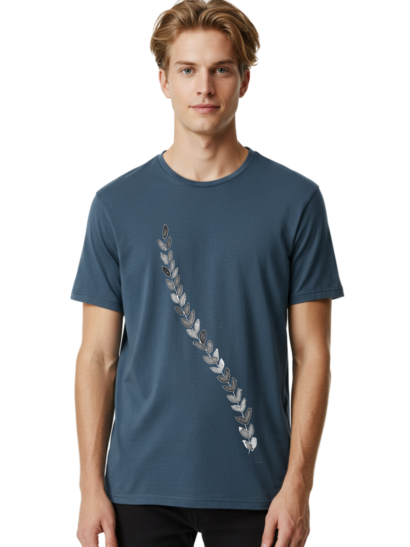 Leaves Men'S Graphic Tee, 100% Cotton, Comfortable Casual Summer Wear, Machine Washable, Laurel Wreath, Leafy Garland, Purple Leaves, Digital Illustration, Graphic Design, Symbol Of Honor, Award Decoration, Vintage Style Aac332 24