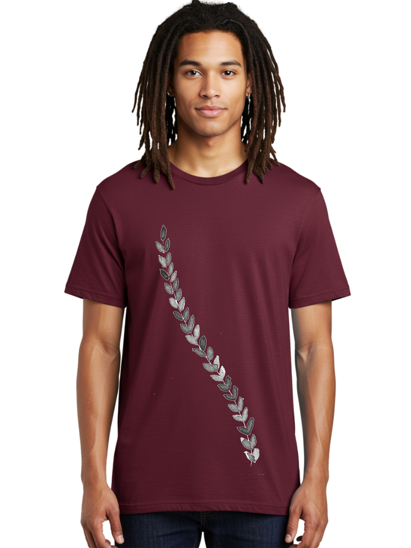 Leaves Men'S Graphic Tee, 100% Cotton, Comfortable Casual Summer Wear, Machine Washable, Laurel Wreath, Leafy Garland, Purple Leaves, Digital Illustration, Graphic Design, Symbol Of Honor, Award Decoration, Vintage Style Aac332 12